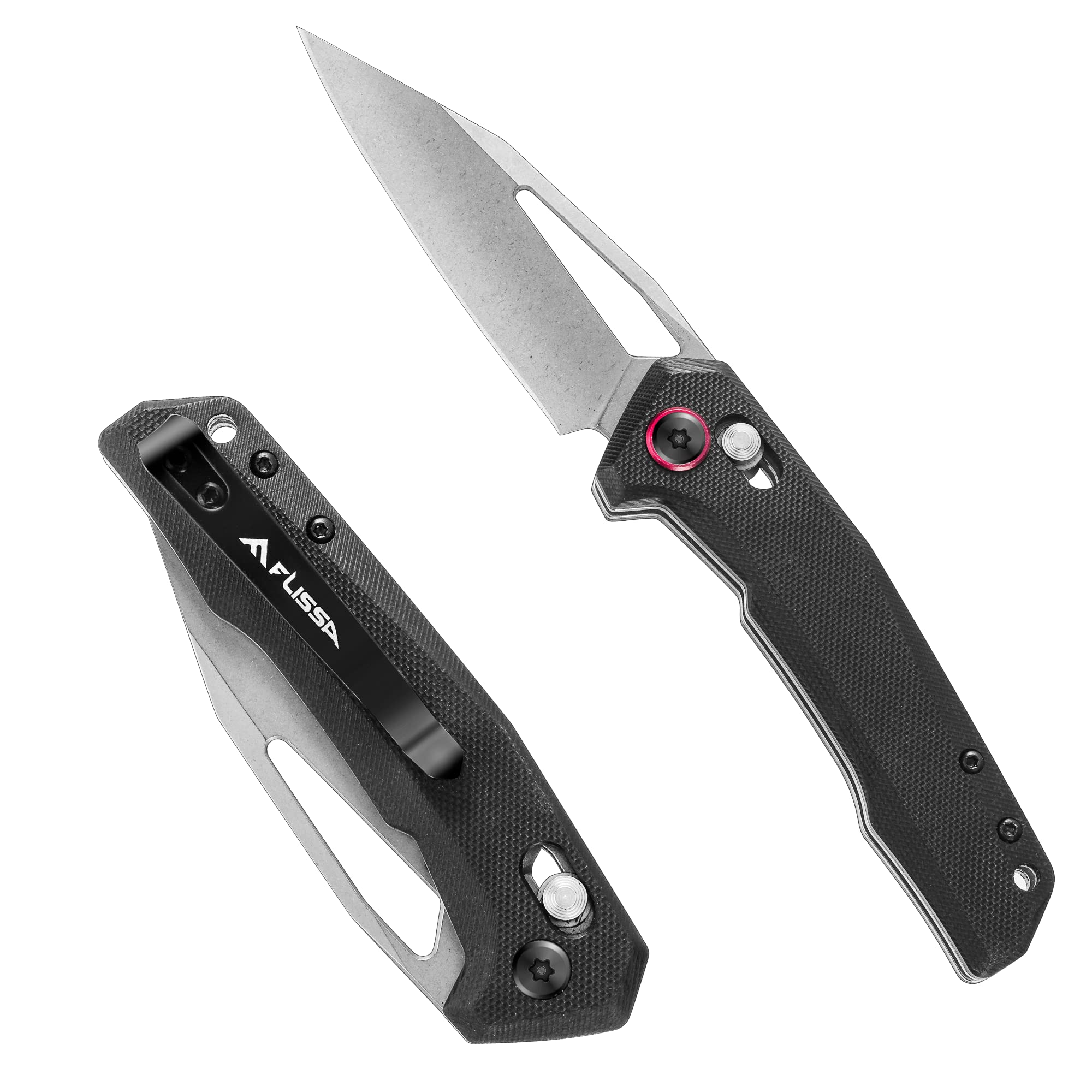 FLISSA Pocket Knife, Folding EDC Knife, 3.25 inch D2 Blade, Axis Lock, G10 Handle, for Outdoors, Hiking, Camping, Black