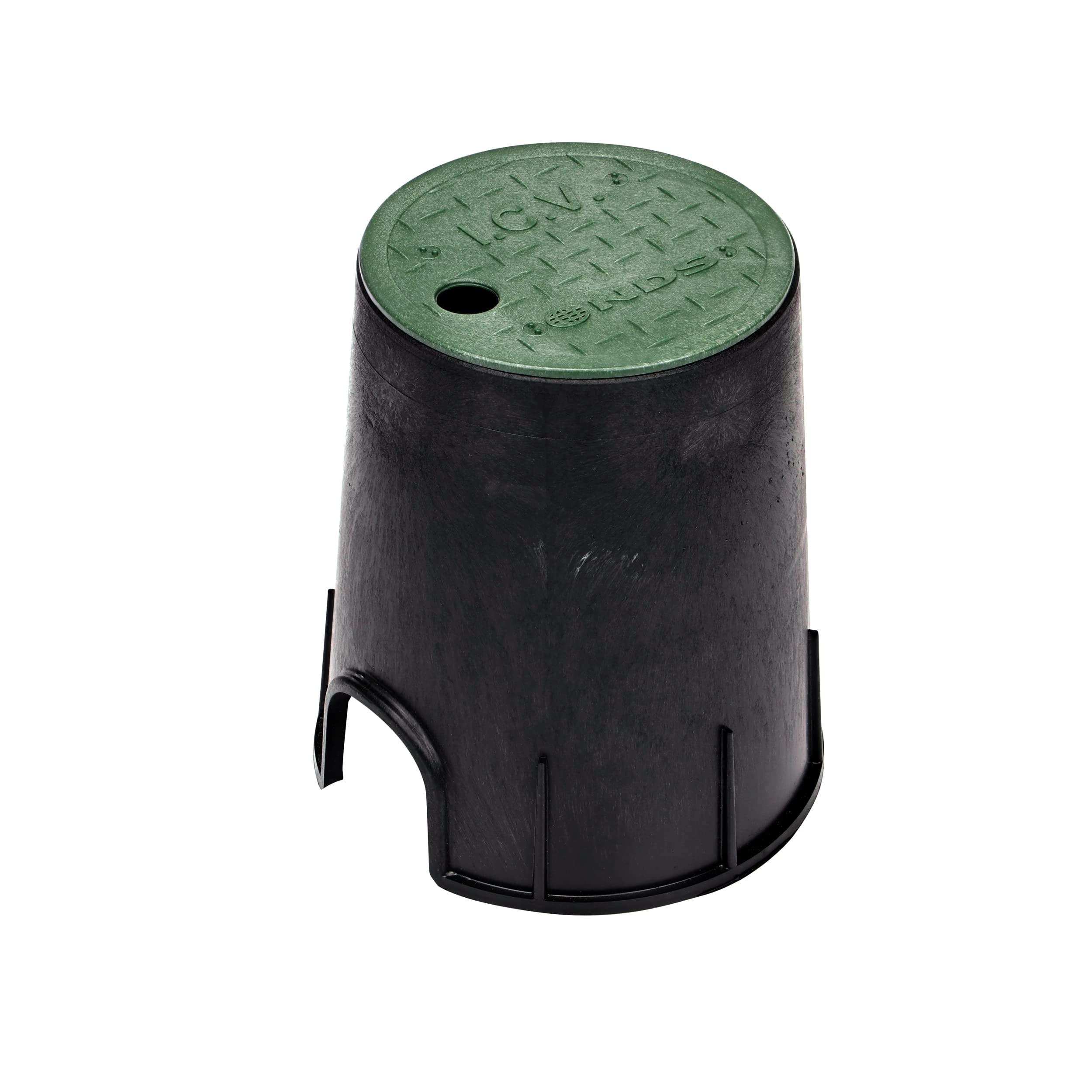 NDS 107BC 6 in. Valve Box and Cover, 9 in. Height, ICV Lettering, Black Box, Green Overlapping Cover, Black/Green