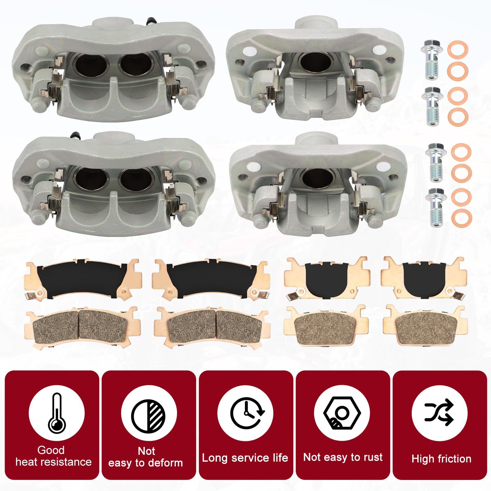 M MATI Front & Rear Disc Brake Calipers with Sintered Pads for Honda Pioneer 1000 Talon 1000 1000X 1000R SXS1000 2016-2023