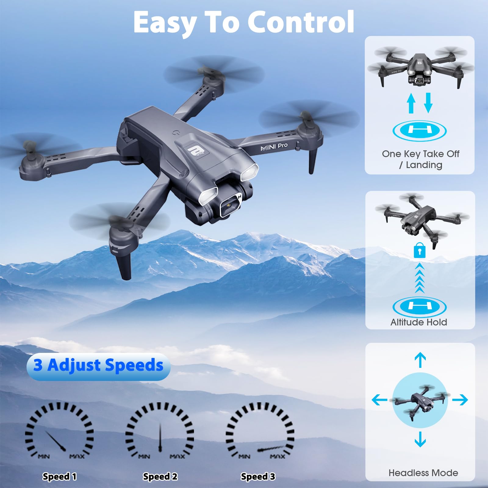 MOCVOO Drone with Camera for Adults, 1080P HD Mini FPV Drones for Kids Beginners, Foldable RC Quadcopter Toys Gifts for Boys Girls with Altitude Hold, 3D Flip, 3 Speeds, Headless Mode, Carrying Case