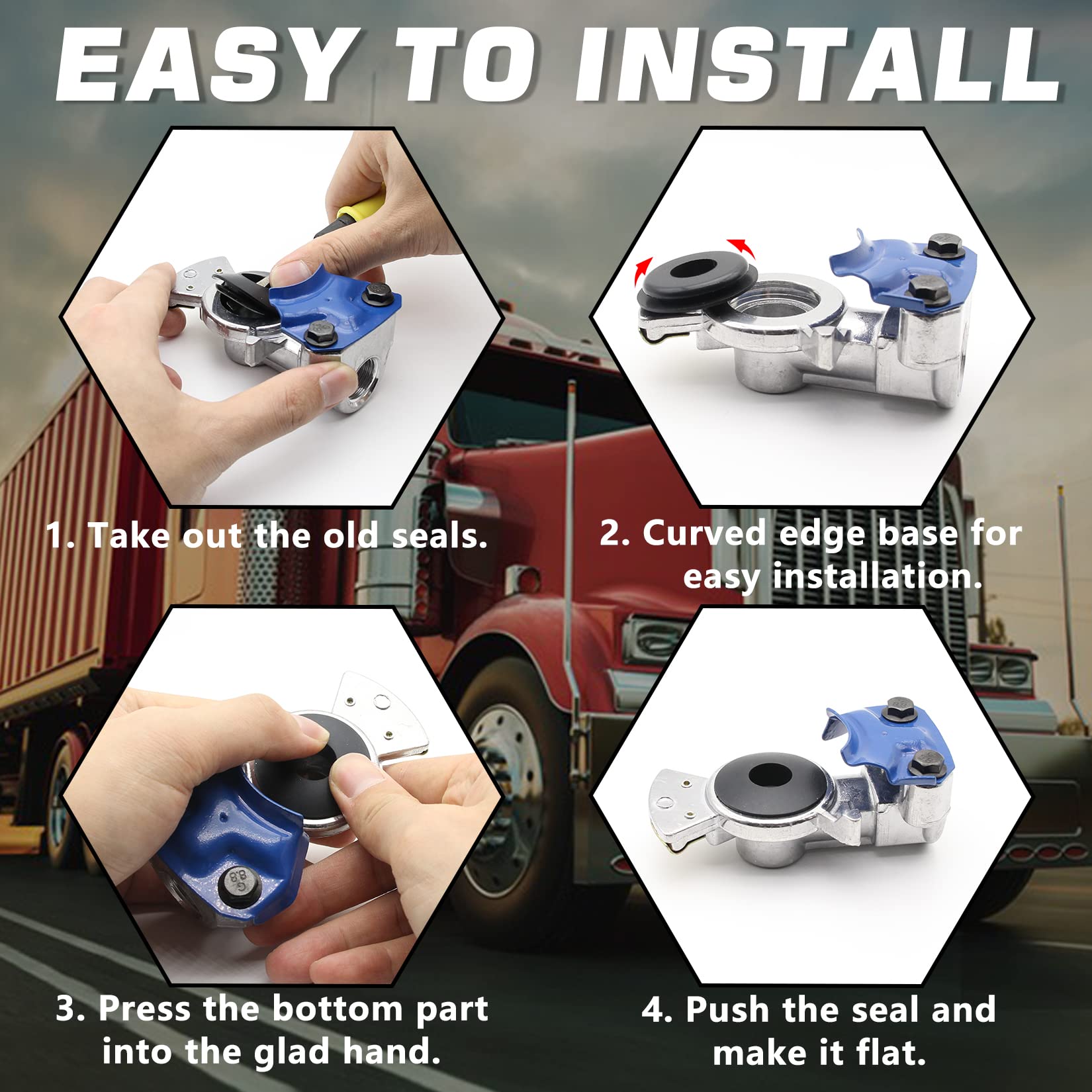 GREPSPUD 100pcs Glad Hand Seals Rubber Truck Gladhand Seals Black Polyurethane Seal Washers Grommets Round Gaskets for Semi Trucks Trailers Tractors, Parts Number 10028