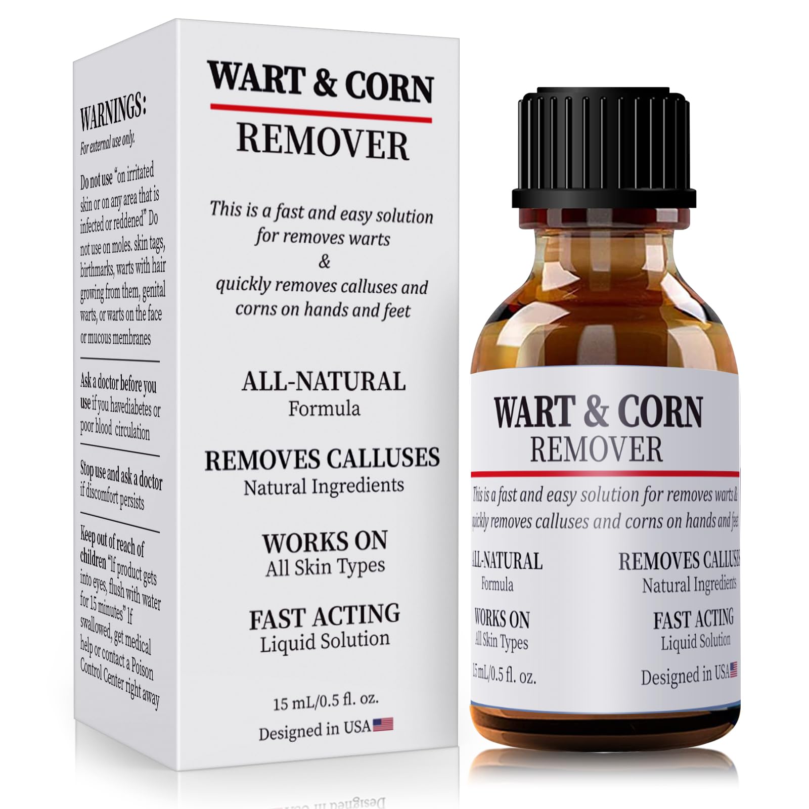 WABRINY Wart & Corn Remover Liquid, Smoothes Skin Gentle Fast Acting Gel Wart Removal for Plantar Wart Flat Warts and Corns-G3