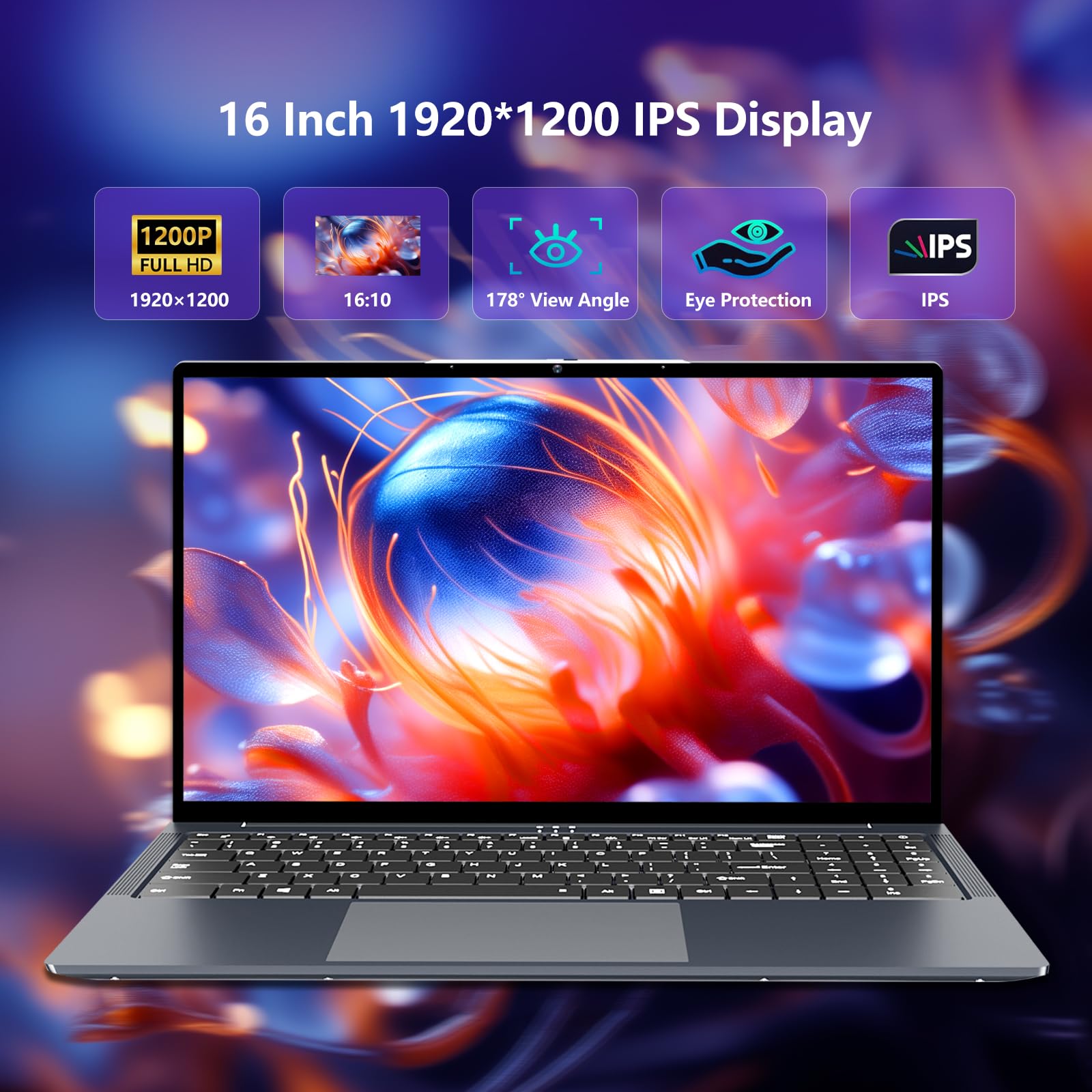 Gaming Laptop i5, 16 inch Laptop Computer Up to 3.60GHz, 2026 Laptop Computers with 16GB RAM 512GB SSD, FHD 1920x1200, 180° Angle Open, Backlit Keyboard, HDMI, Lap top for Student Business Work
