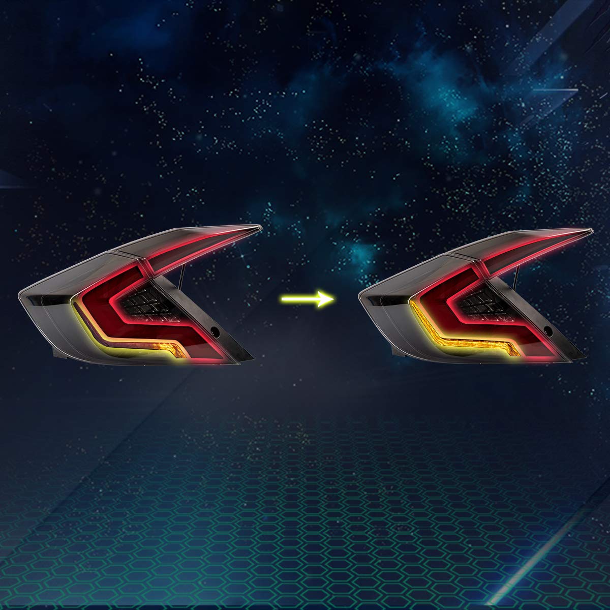 inginuity time LED Tail Lights For Honda Civic Sedan 10Th Gen 2016-2021 DRL Start Up Animation Rear Lamp Assembly (Not for hatchback & Coupe)