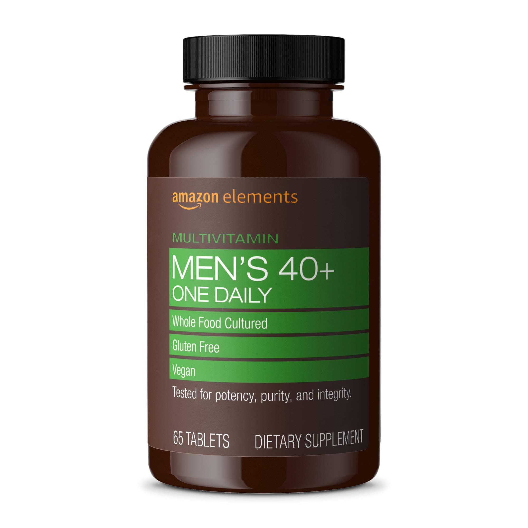 Amazon Elements Men's 40+ One Daily Multivitamin, Vegan, 65 Tablets, 2 month supply (Packaging may vary)