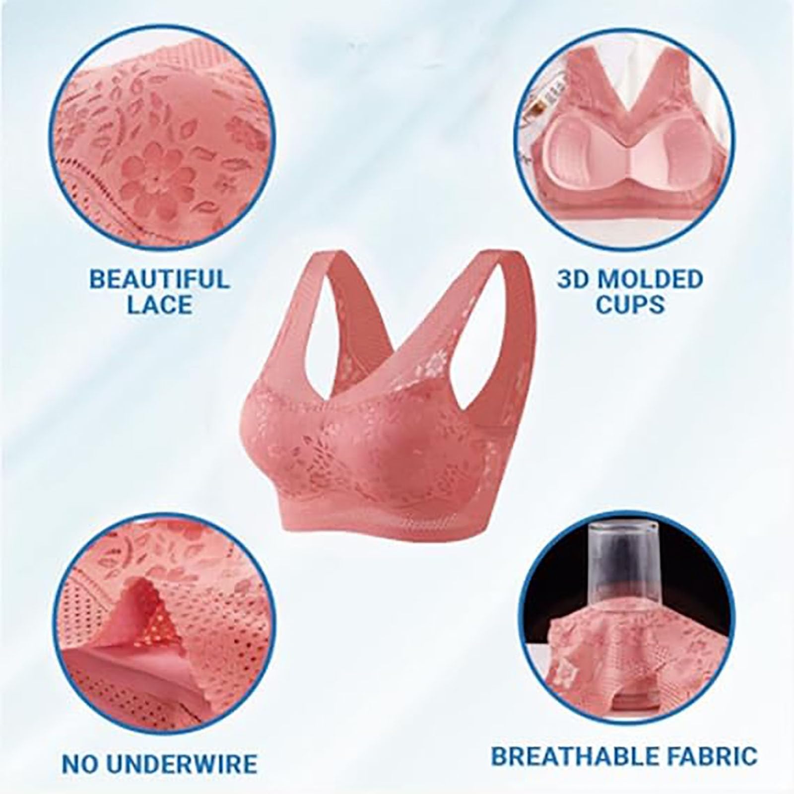 Hatmeo Women's Orthopedic Anti-Sagging Bra Hatmeo Bras for Senior Women Posture Correcting Bra Breathable Push up Bras Beige