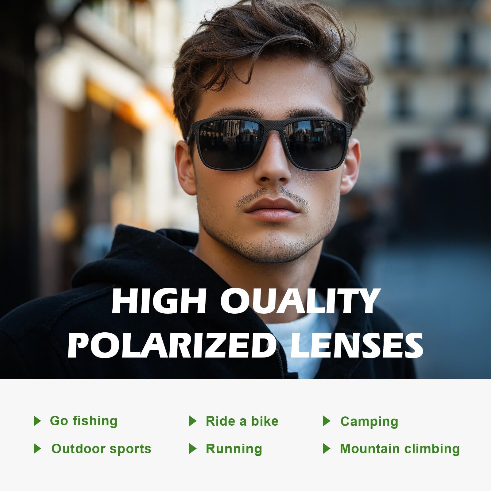 Fanshen Polarized Sunglasses for Men Women, UV Protection Lightweight Mens Sun Glasses for Driving Fishing Golf Cycling (Black&Ice Blue&Red)