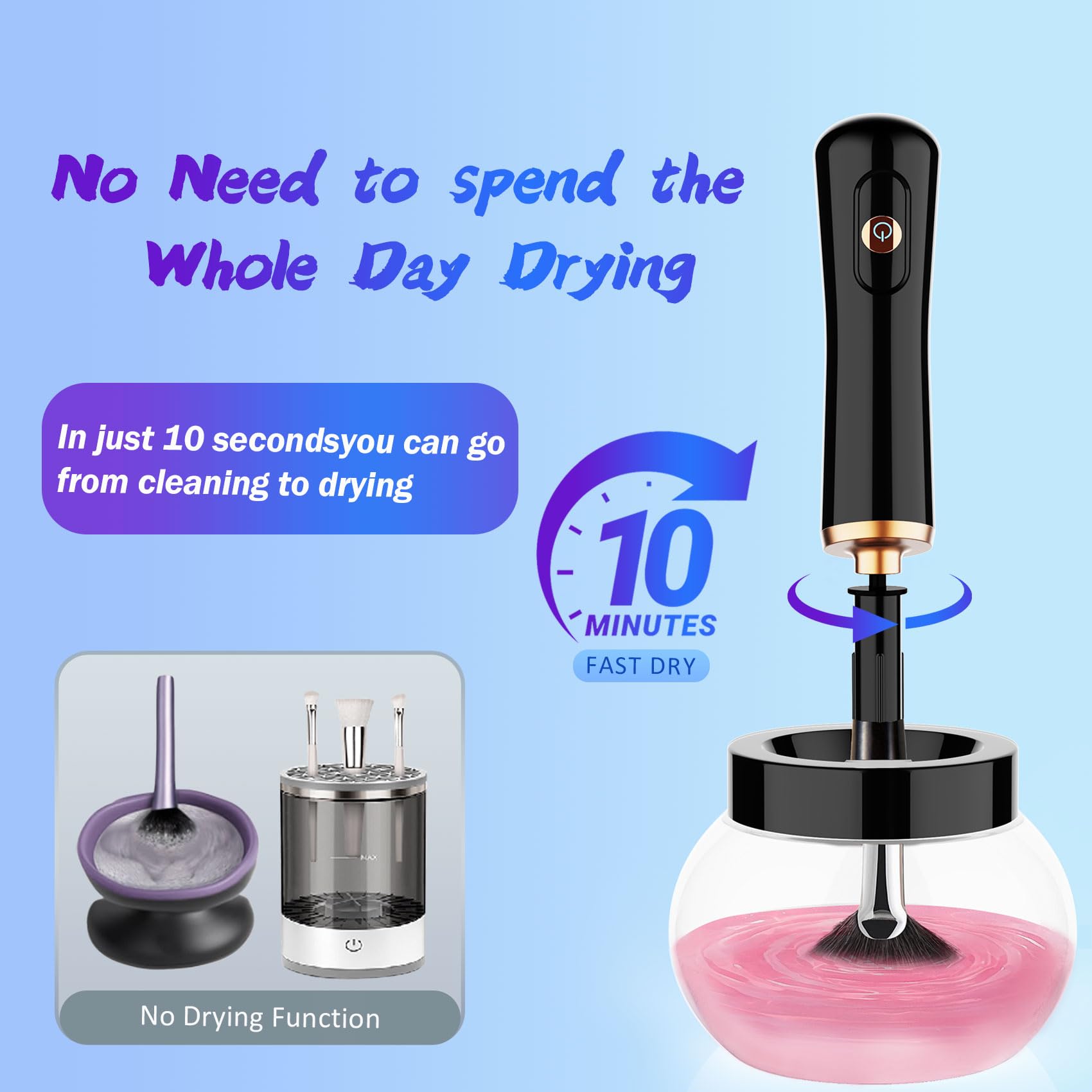 Makeup Brush Cleaner and Dryer Machine,Fast Electric Makeup Brush Cleaner Machine Automatic Brush Cleaner Spinner,Deep Cosmetic Brush Spinner for Brushes，Suit for Most Makeup Brush Sizes