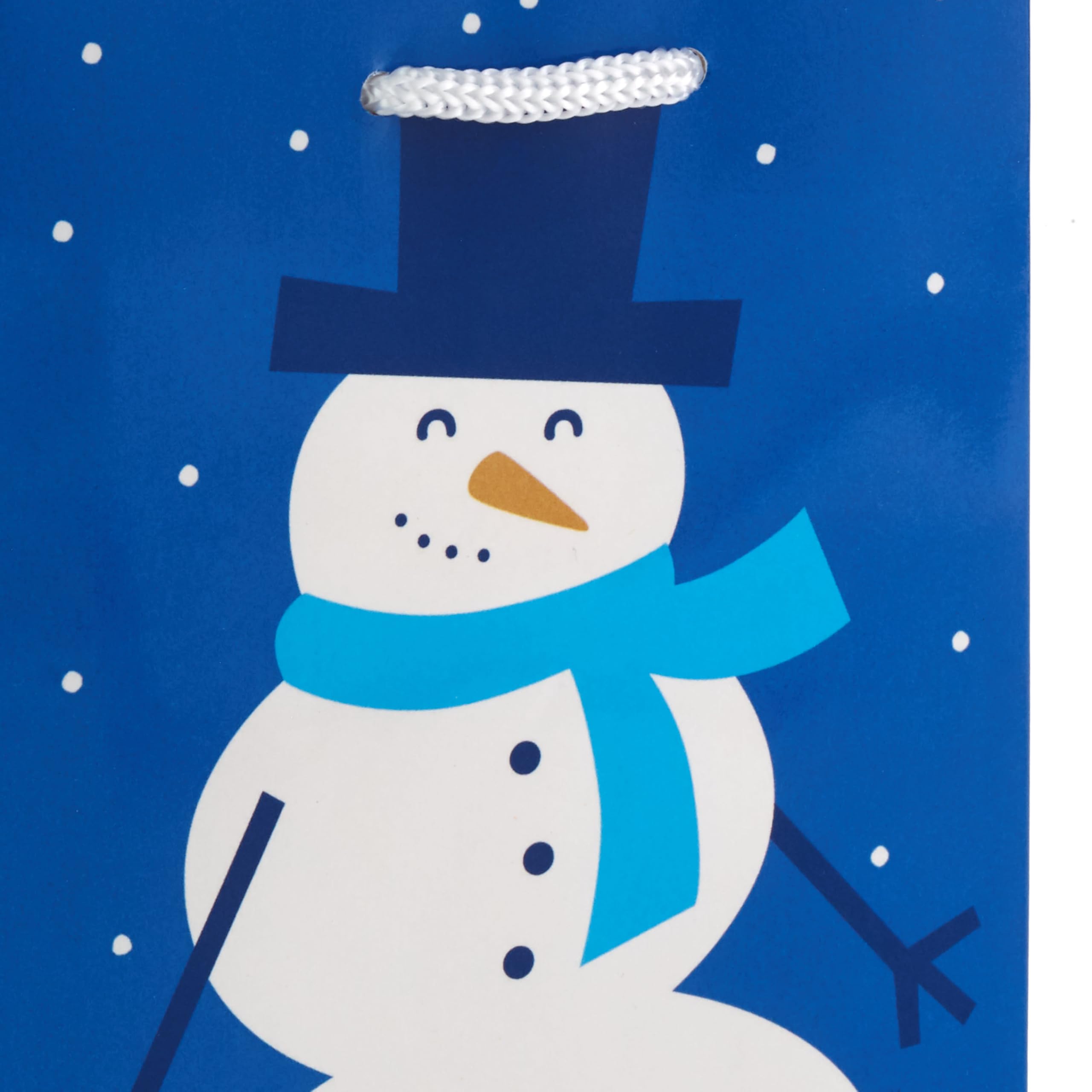 Image Arts Assorted Christmas Gift Bags Bulk - Blue Plaid, Snowman, Deer, Tree, Snowflakes (16 Bags: 6 Small 5", 6 Medium 8", 2 Large 11", 2 XL 14") for Holiday Parties, Hanukkah, Weddings