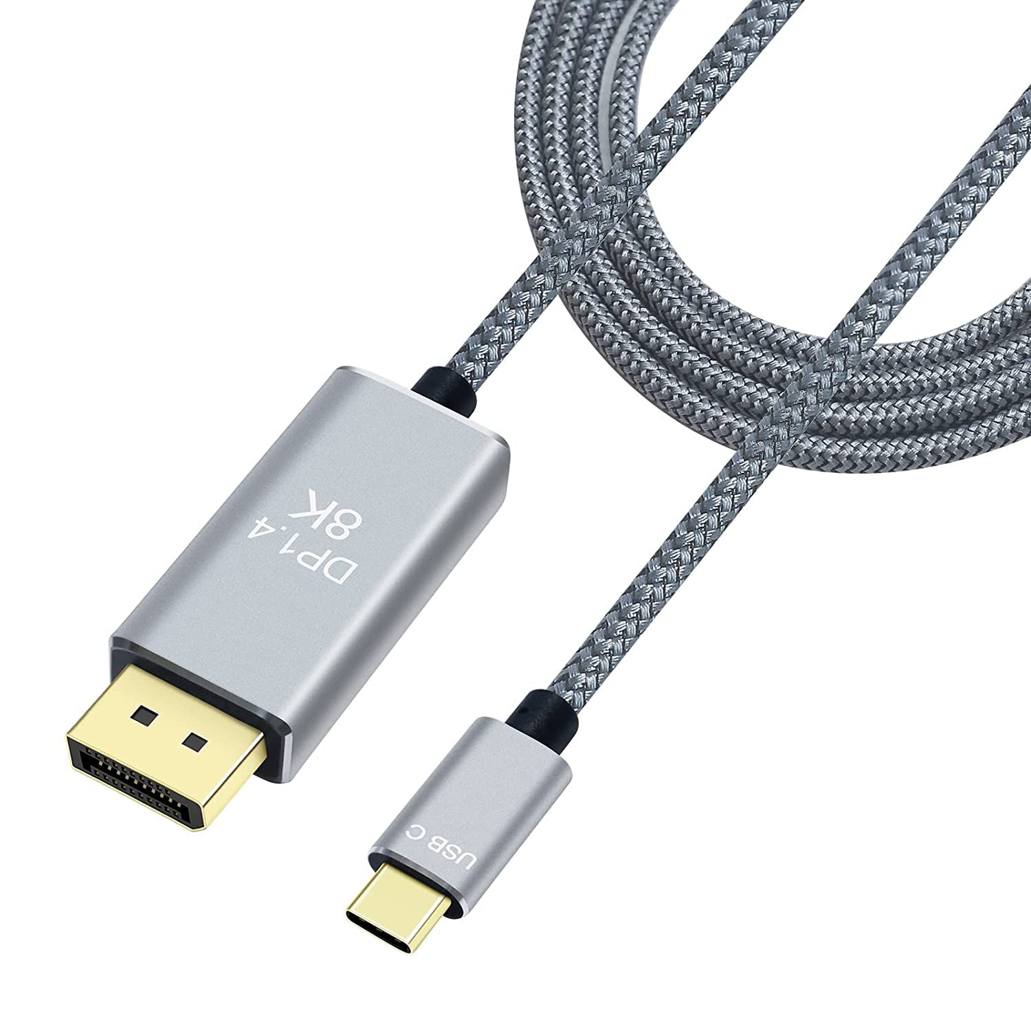 DCHAV 8K USB-C to DisplayPort Cable 3-Foot 4K@144Hz 8K@60Hz 2K@165Hz USB to DP Adapter Display Port Cord Nylon Braided Aluminum Connector for Monitor Computer Laptop Television Tablet