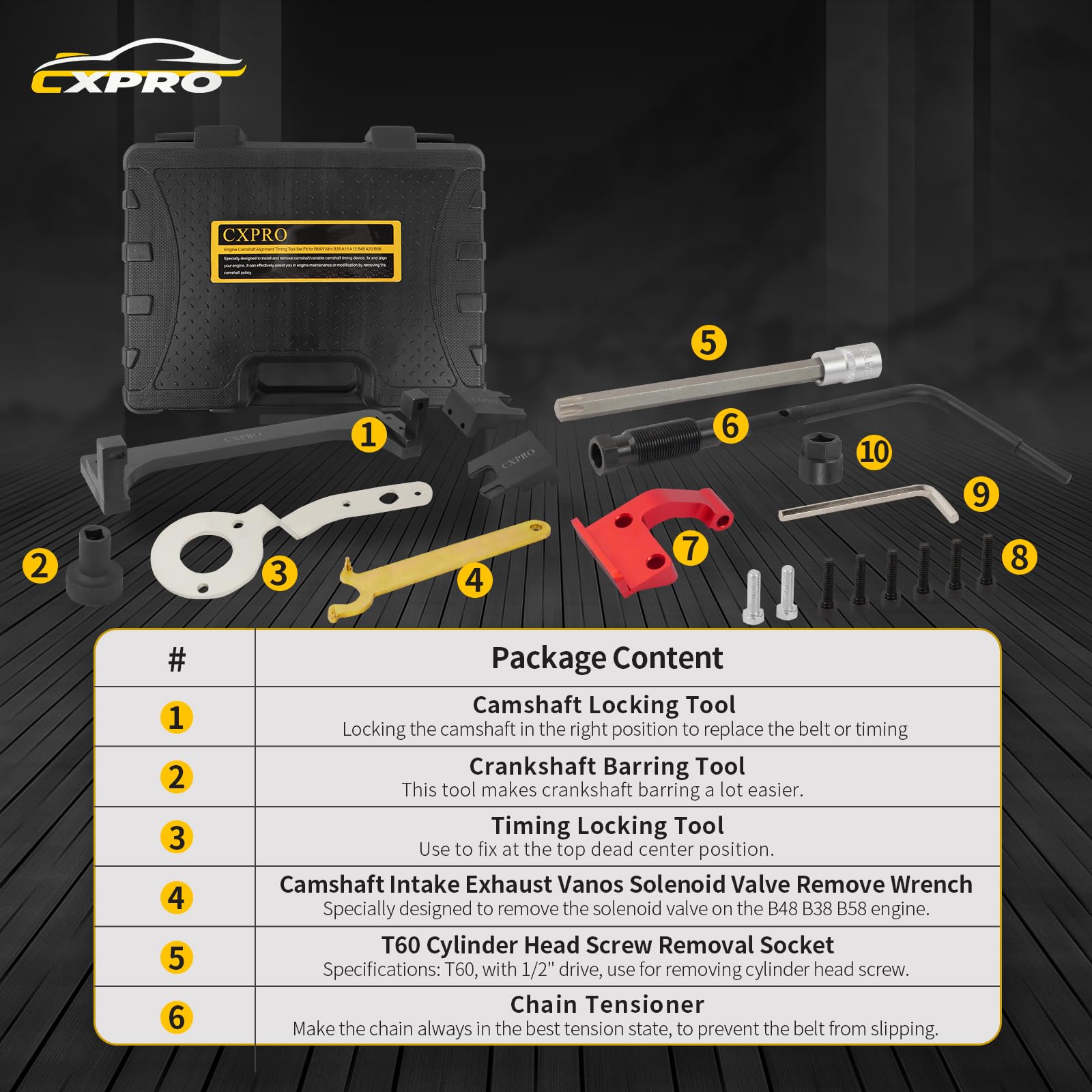 CXPRO Engine Timing Tool Set, Engine Camshaft Alignment Timing Tool Set Fit for BMW Mini B38 A15 A12 B48 A20 B58