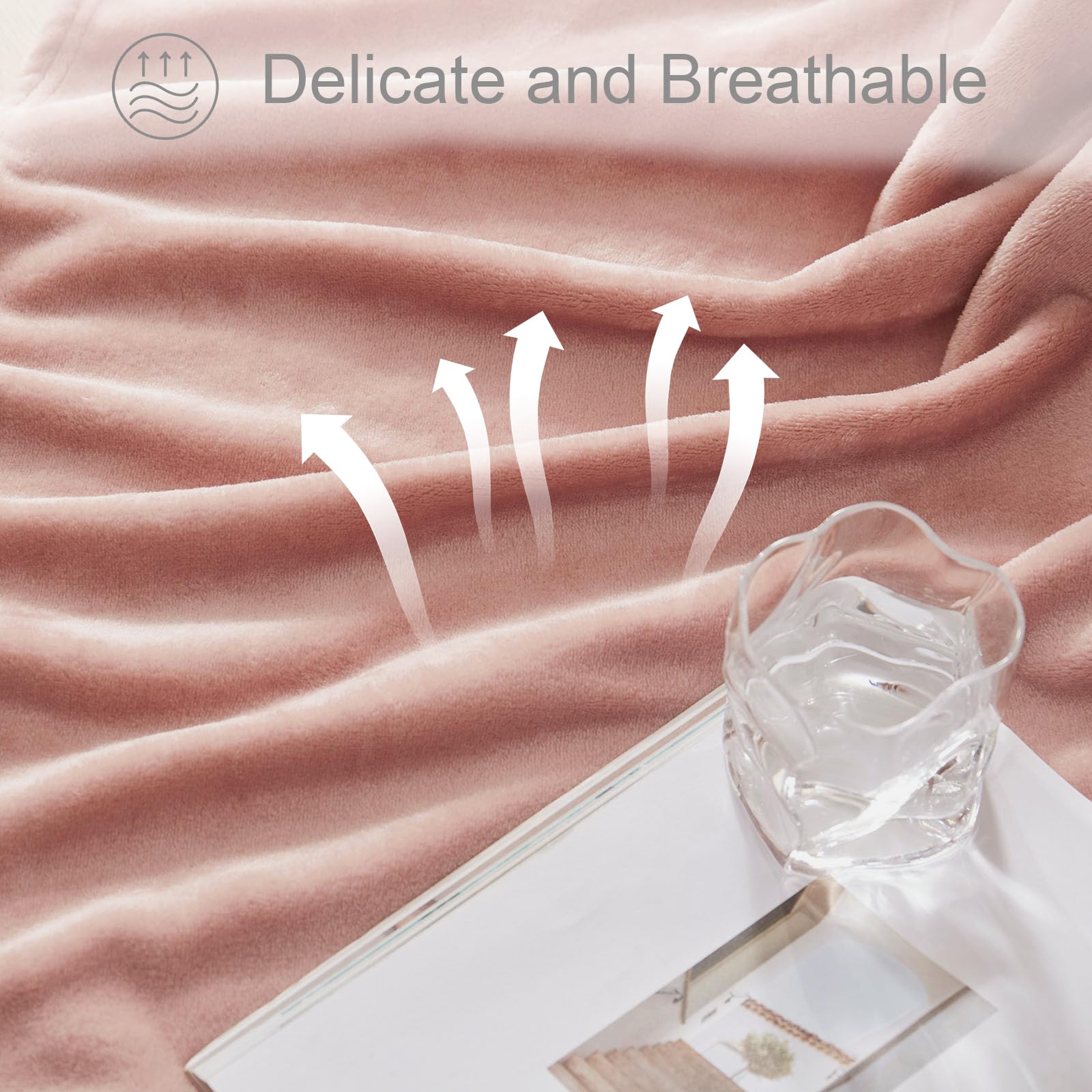 Exclusivo Mezcla Fleece Throw Blanket for Couch, Sofa, 300GSM Super Soft and Warm Blankets, Dusty Pink Throw All Season Use, Cozy, Plush, Lightweight, 50x60 Inches