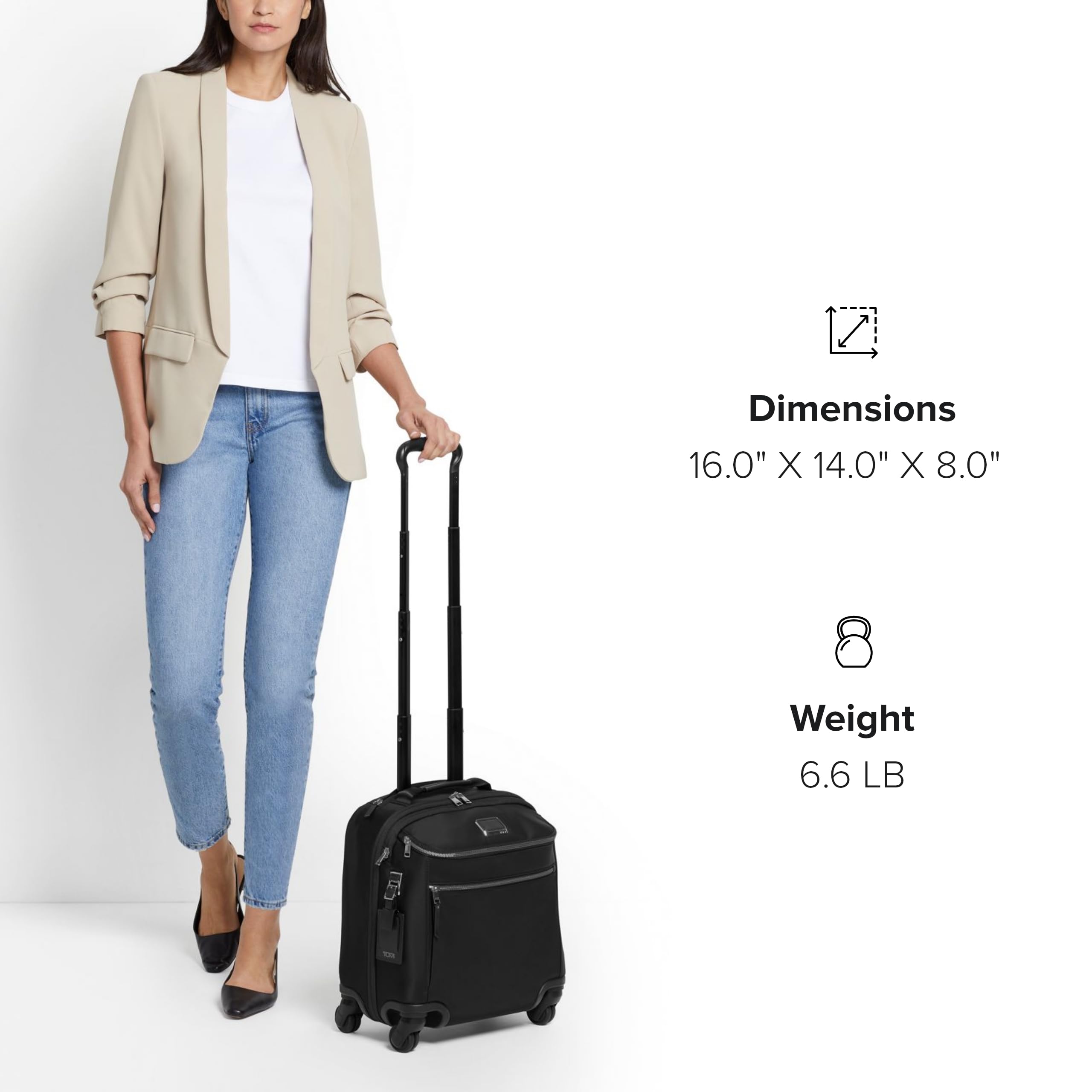 TUMI - Voyageur Oxford Compact Carry-On - Travel Suitcase with Wheels - Lightweight Luggage for Women - TUMI Tracer - Black/Gunmetal