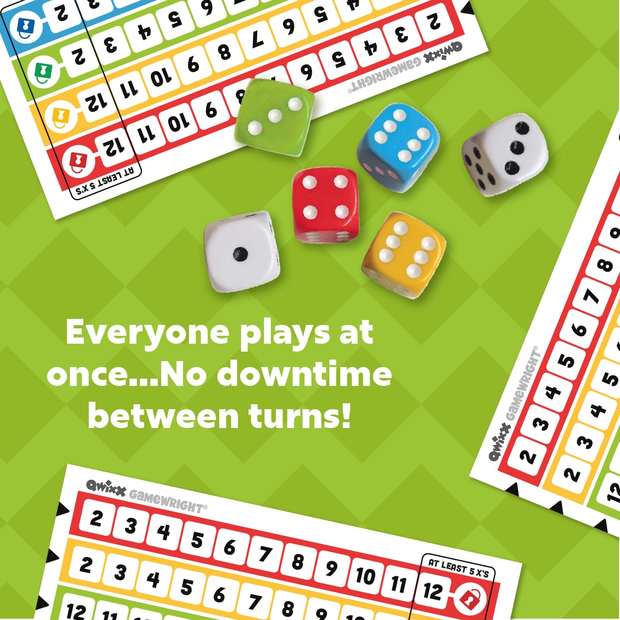 Qwixx: The frantic dice rolling game that everyone plays at once! For ages 8+, 2-5 players, from Gamewright