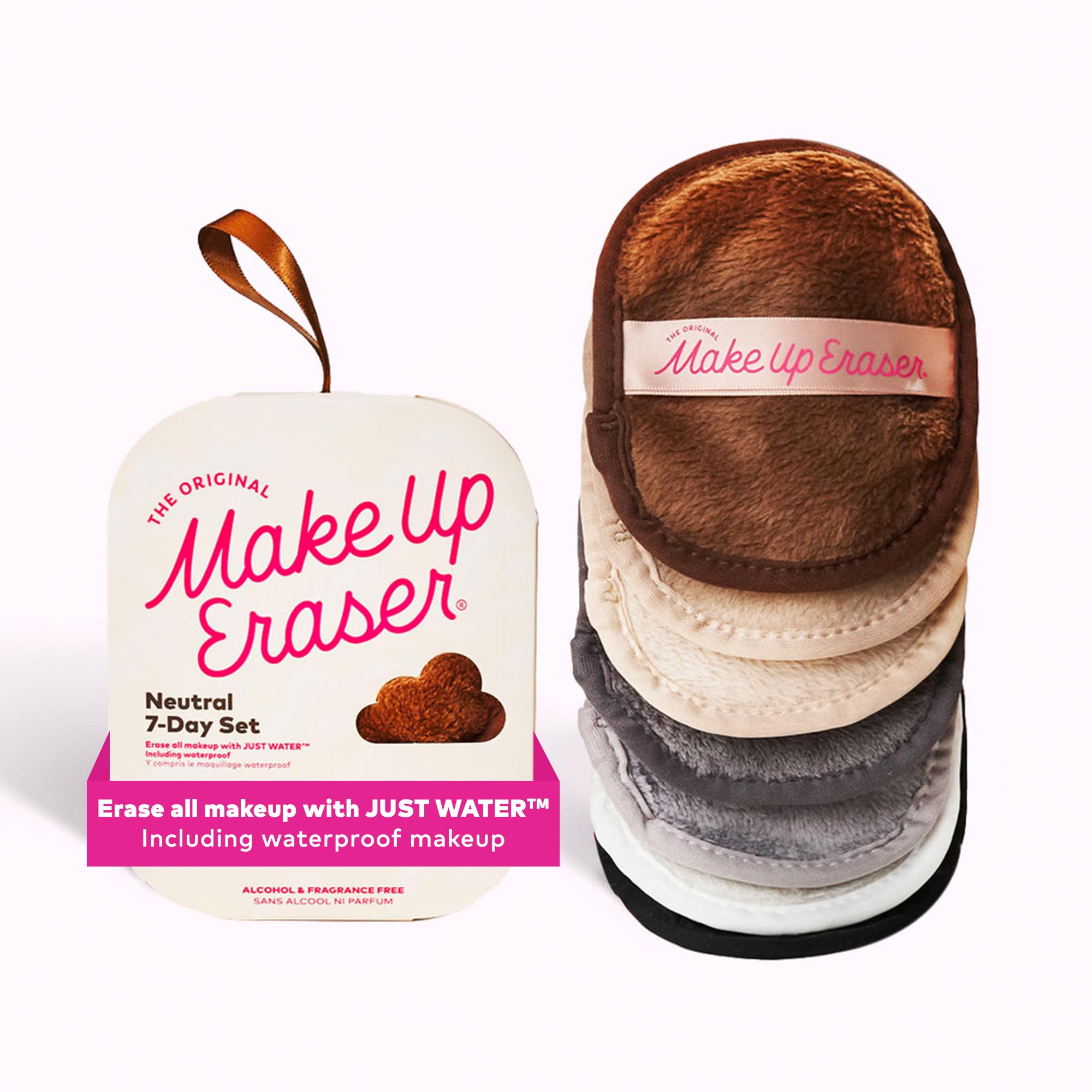 The Original MakeUp Eraser, 7-Day Set, Erase All Makeup With Just Water, Including Waterproof Mascara, Eyeliner, Foundation, Lipstick, Sunscreen, and More! Neutrals, 7ct.