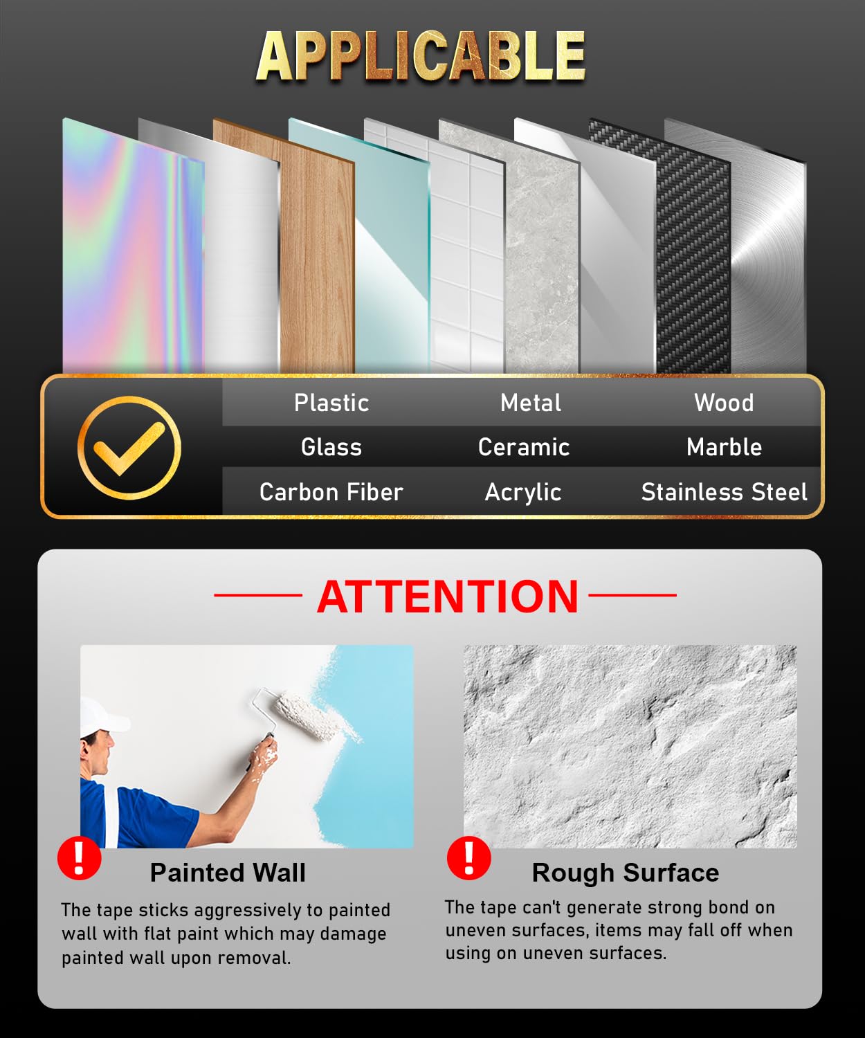 PHIXBEAR 12 Sets Hook and Loop Strips with Super Adhesive Heavy Duty, 3.6"x2"/3.15"x1.18"/ 2" Double-Sided Adhesive Strip, Heat Resistant Waterproof, Car Mats Outdoor or Indoor Use