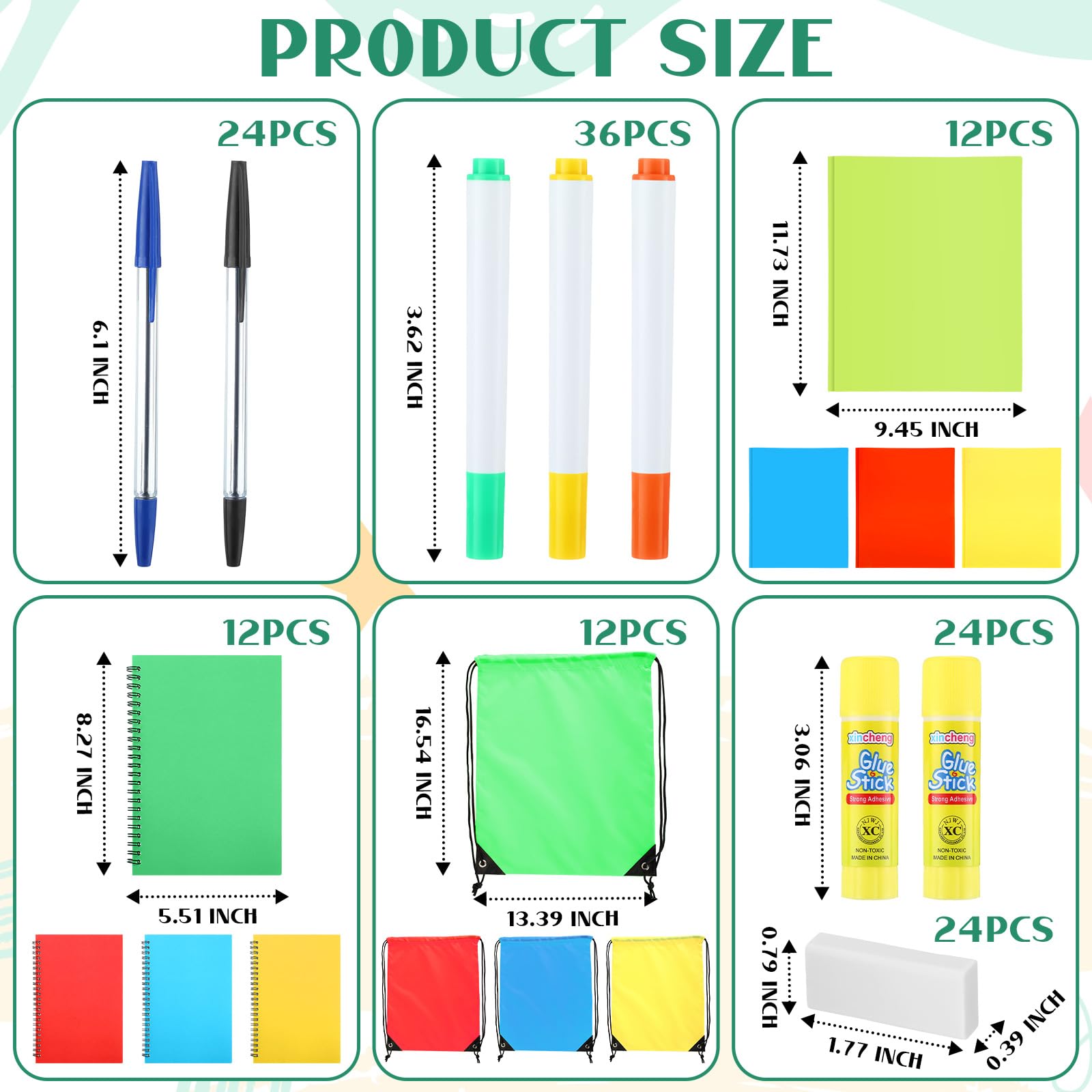 Geyoga 288 Pcs 12 Set School Supplies Kit Classroom Essentials Bulk Back to School Supplies Bulk School Stationery Set for Elementary, Middle School Students