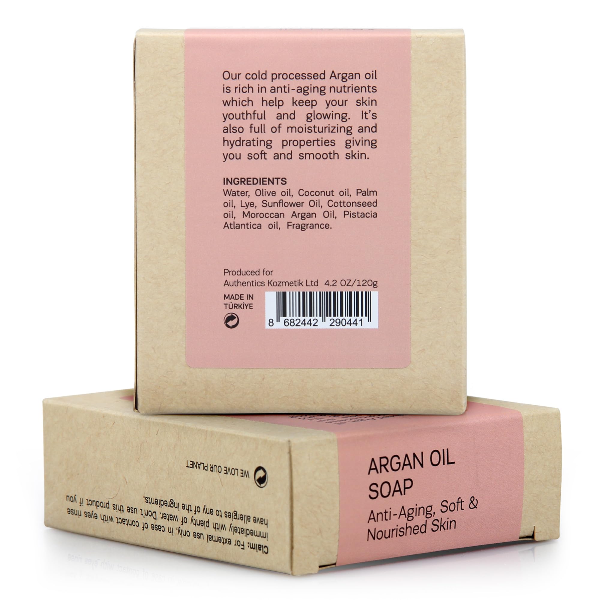 AUTHENTIC BATH & SOAP - Argan Oil Soap Bar - Cold Processed, Natural, Anti-Aging, Soft & Nourished Skin for Men & Women, Vegan, Cruelty Free, Handmade, Parabens Free. (Pack of 2) 4.2 Oz Each