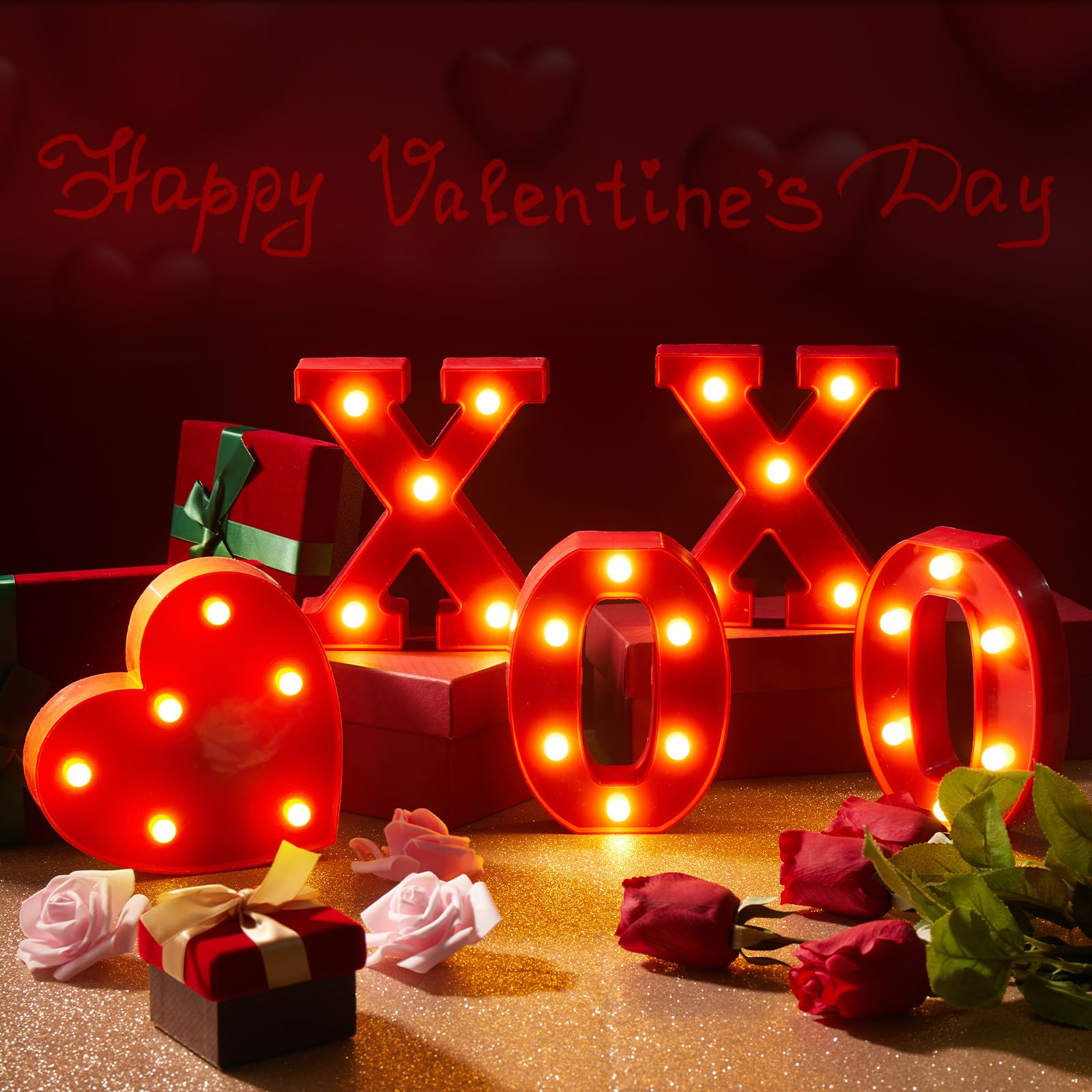 VIHOSE Valentine's Day LED Letter Lights Sign Table Decoration Light up Letters Battery Powered Letter for Home Bars Party Bedroom Tabletop Decoration Valentine's Gift