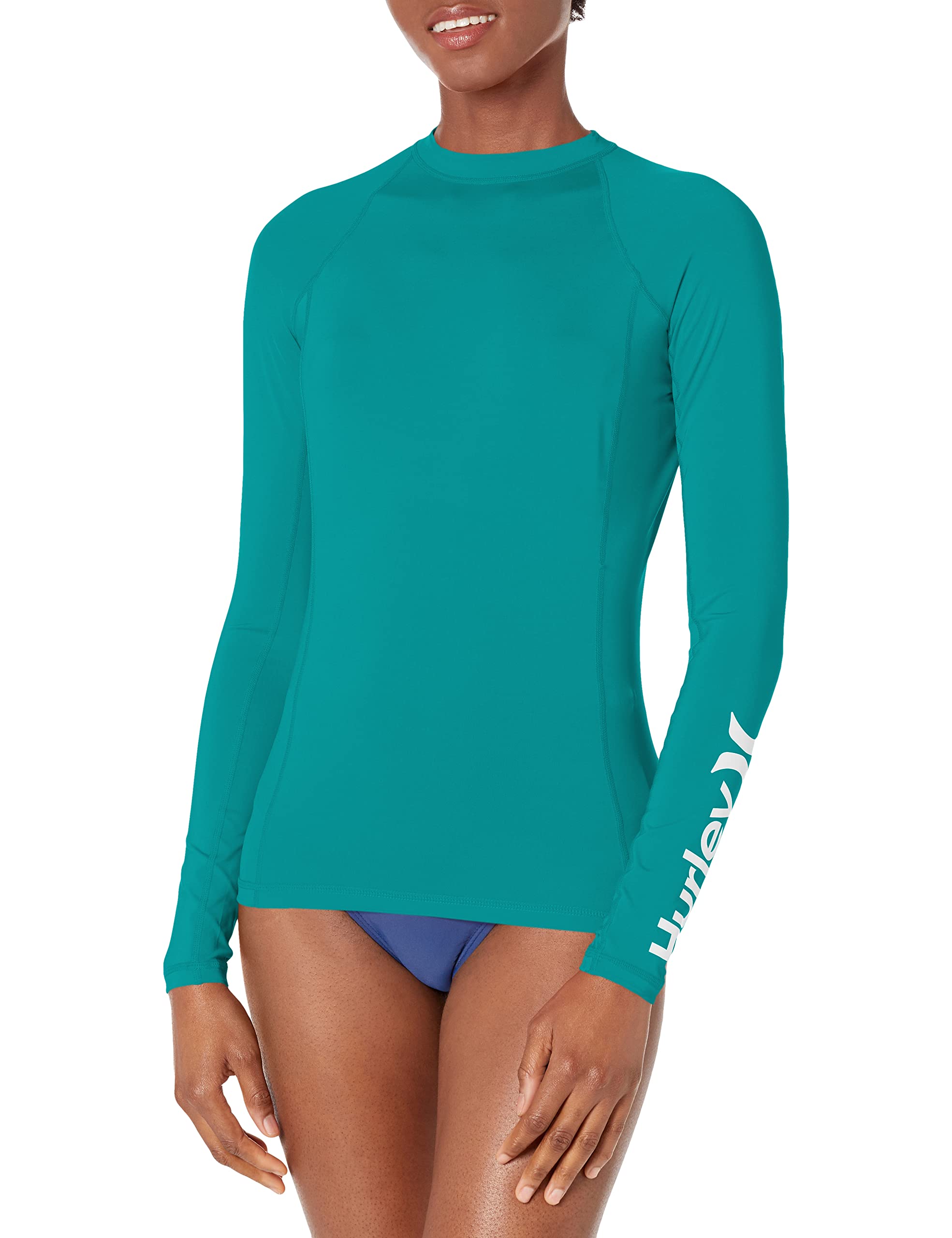 Hurley Women's Standard One and Only Long-Sleeve Rashguard, Emerald, X-Large