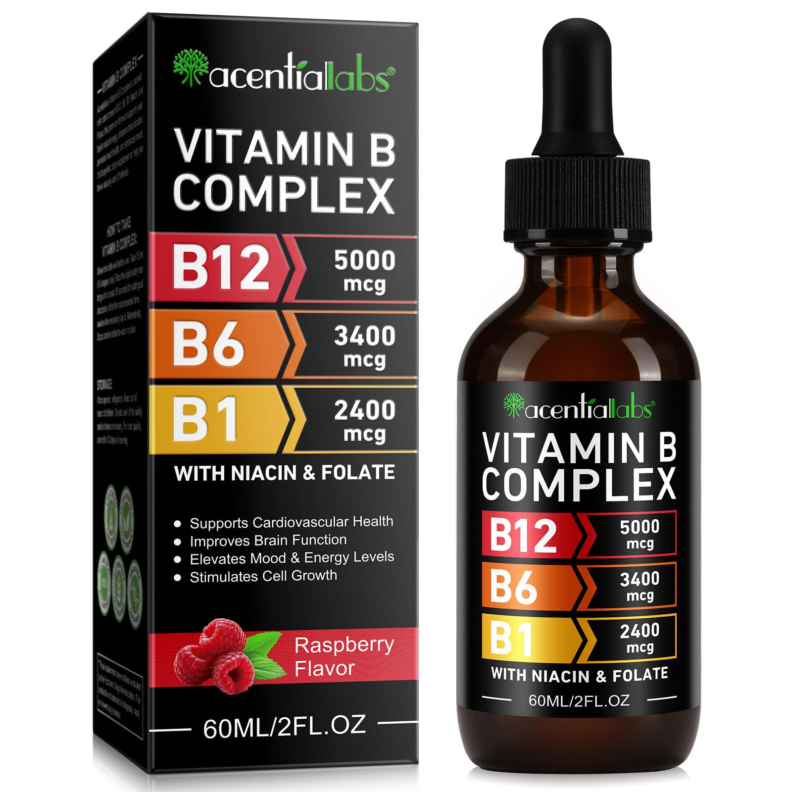 Organic Vitamin B Complex,Vitamin b Complex for Women, Vitamin B Complex Liquid, Vitamin B12 Methylcobalamin,Vitamin b6,B1,B9 for Metabolic Health Support, Vegan, Non-GMO, Gluten Free