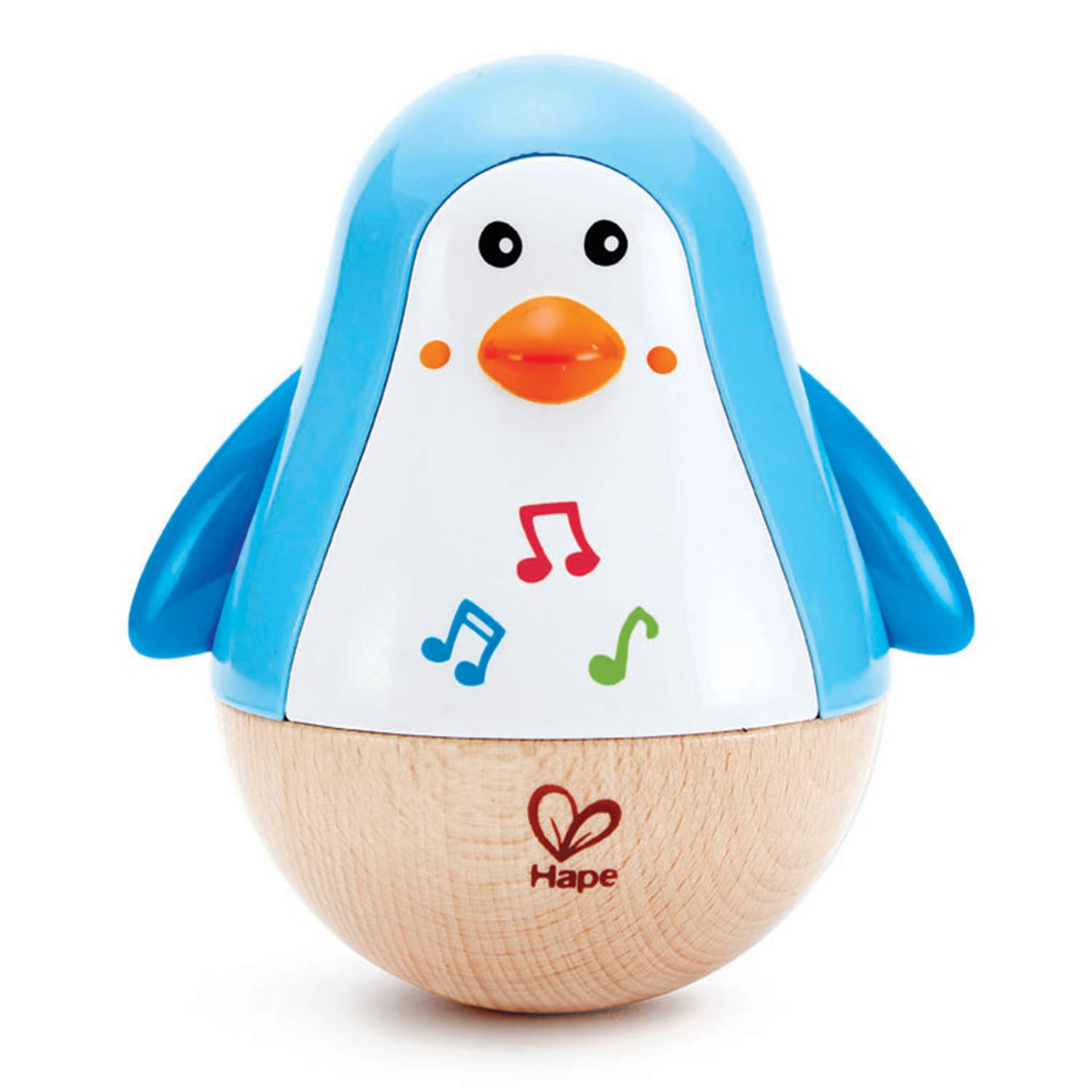 Hape Penguin Musical Wobbler | Colorful Wobbling Melody Penguin, Roly Poly Toy for Kids 6 Months+, Multicolor, 5'' x 2'' (E0331)