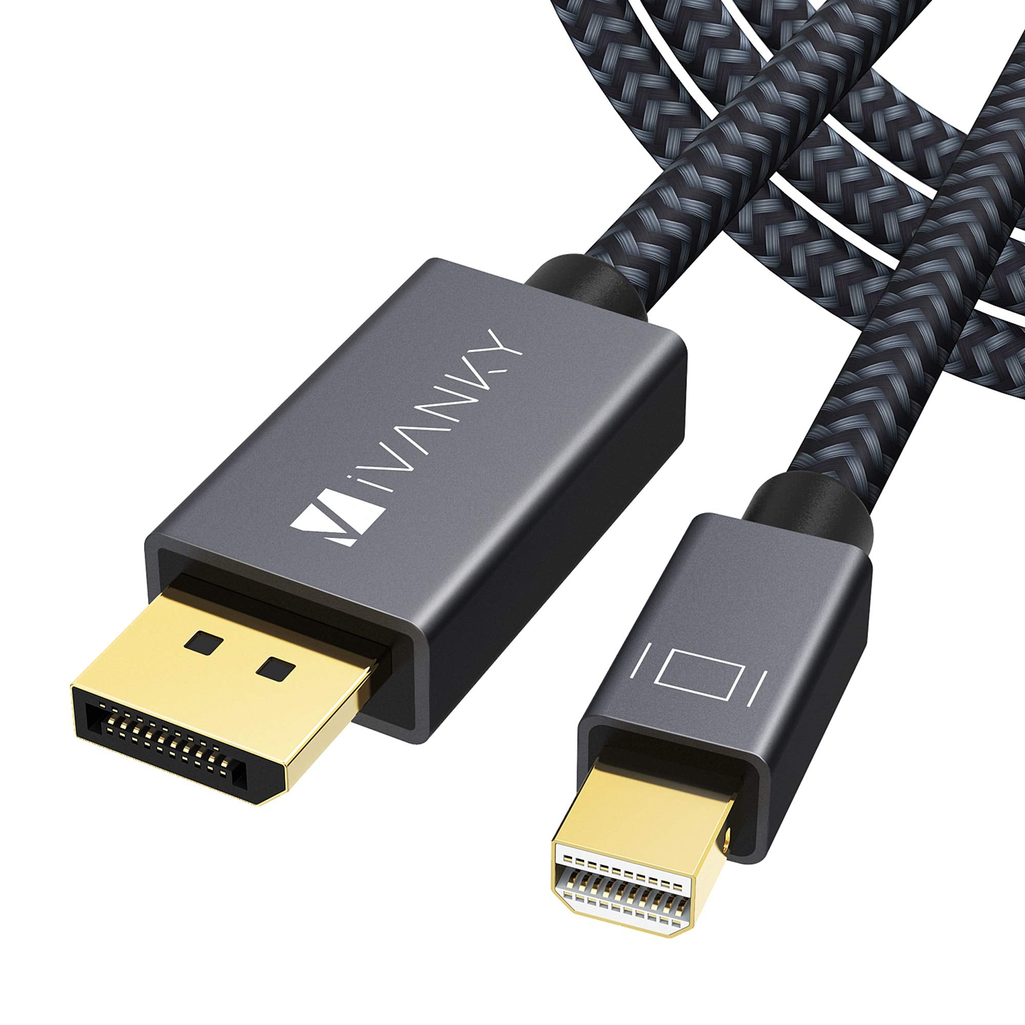 IVANKY 8K Mini DisplayPort to DisplayPort Cable 10ft, Bi-Directional Mini DP to DP Cable 8K@60Hz, 4K@144Hz, 32.4Gbps HDR, Thunderbolt to DisplayPort, Aluminum Shell, Gold-Plated Braided for MacBook