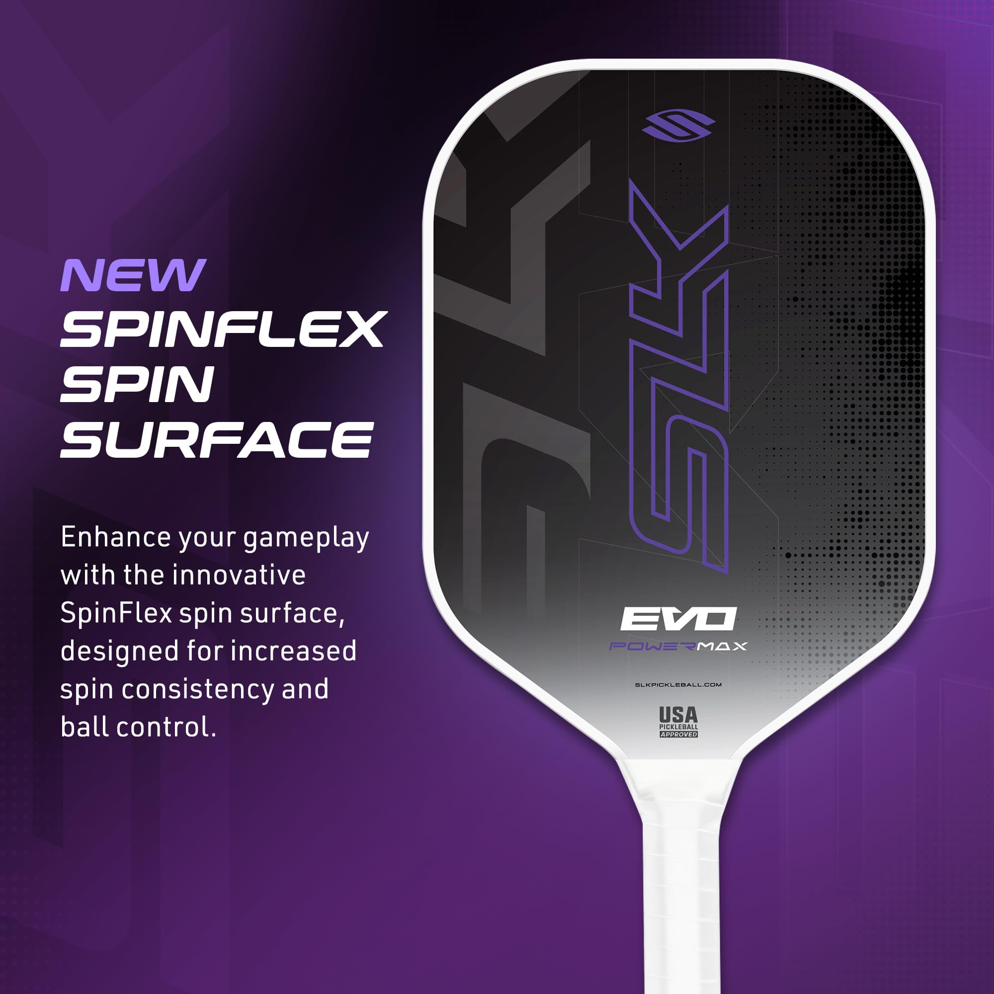 Selkirk Sport SLK Evo Power XL Pickleball Paddle by Selkirk Sport | G9 Power Carbon Fiber Pickleball Paddle with SpinFlex Surface and Rev-Hybrid Polymer Core | Power Purple XL