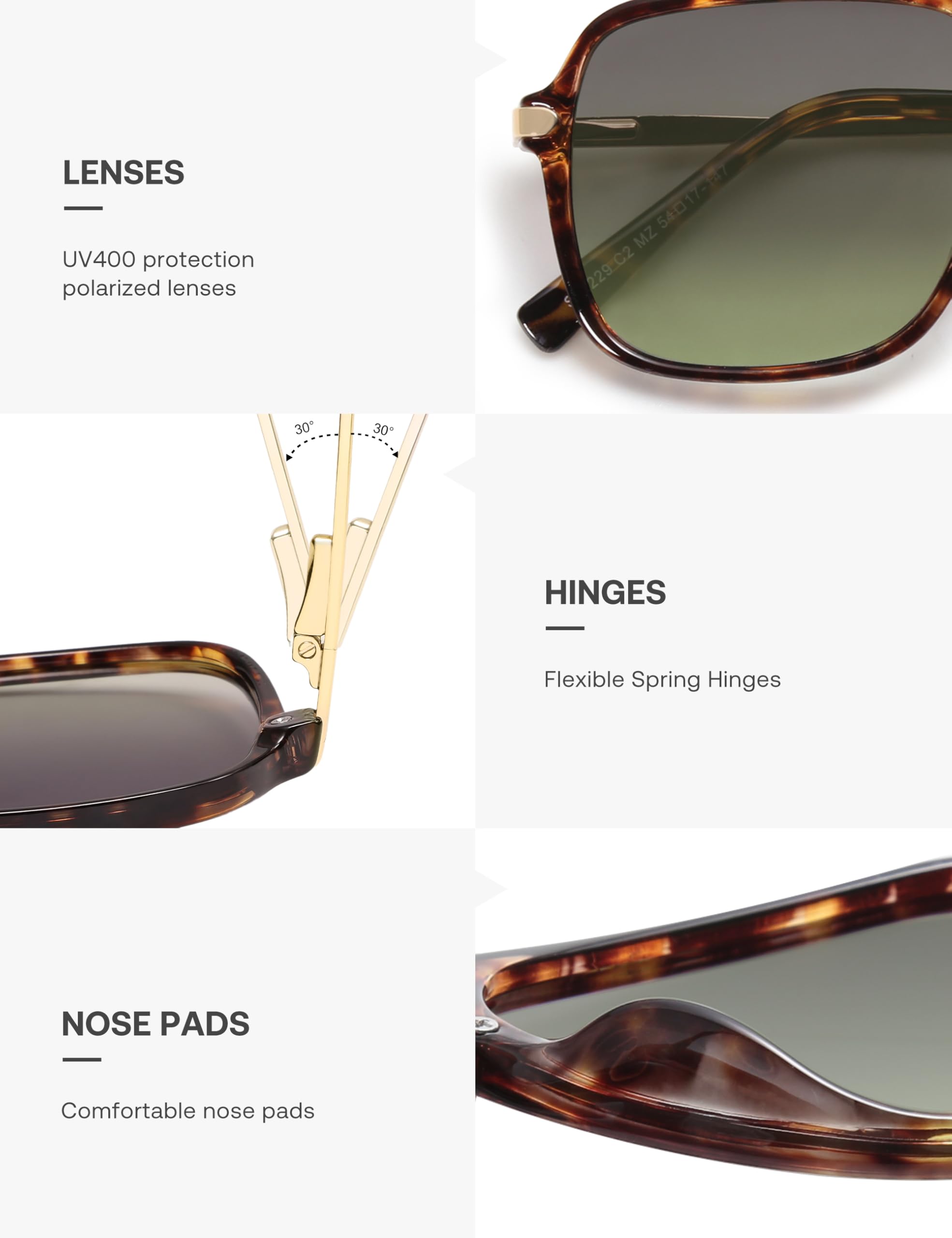 SOJOS Sunglasses for Women & Men, Square, Retro, Polarized Lens, Trendy Aviator, 90s Shades (SJ2229, Yellow Tortoise Green)