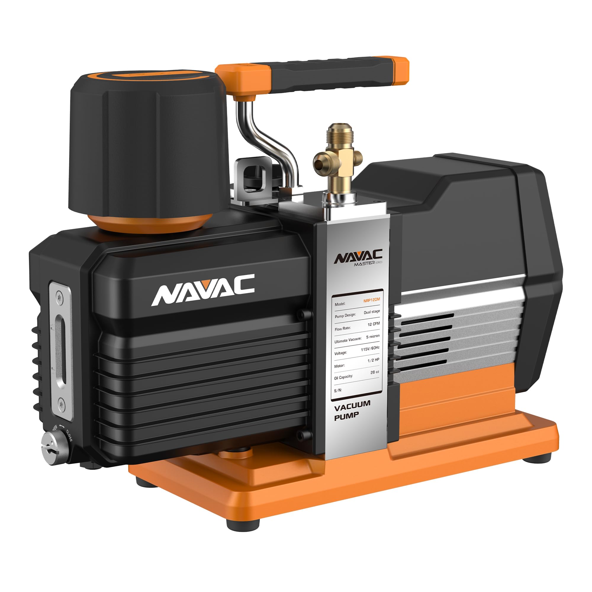 NAVAC NP12DM Vacuum Pump - Vacuum Pump for HVAC Evacuation - 5 Microns - Dual-Stage DC Motor Industrial Grade for Commercial Settings - 12 CFM Flow Rate