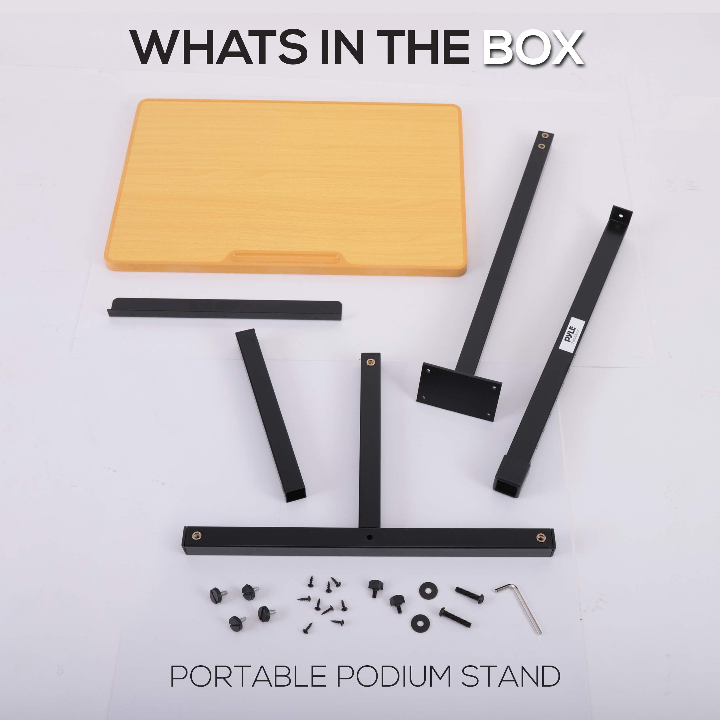 Portable Floor Lectern Podium Stand-Height Adjustable Steady Standing Design Teacher Speaker Lecture Classroom Presentation Stand, Laptop Computer Book Holder w/ Slanted Top Shelf-Pyle PLCTND44,BLACK