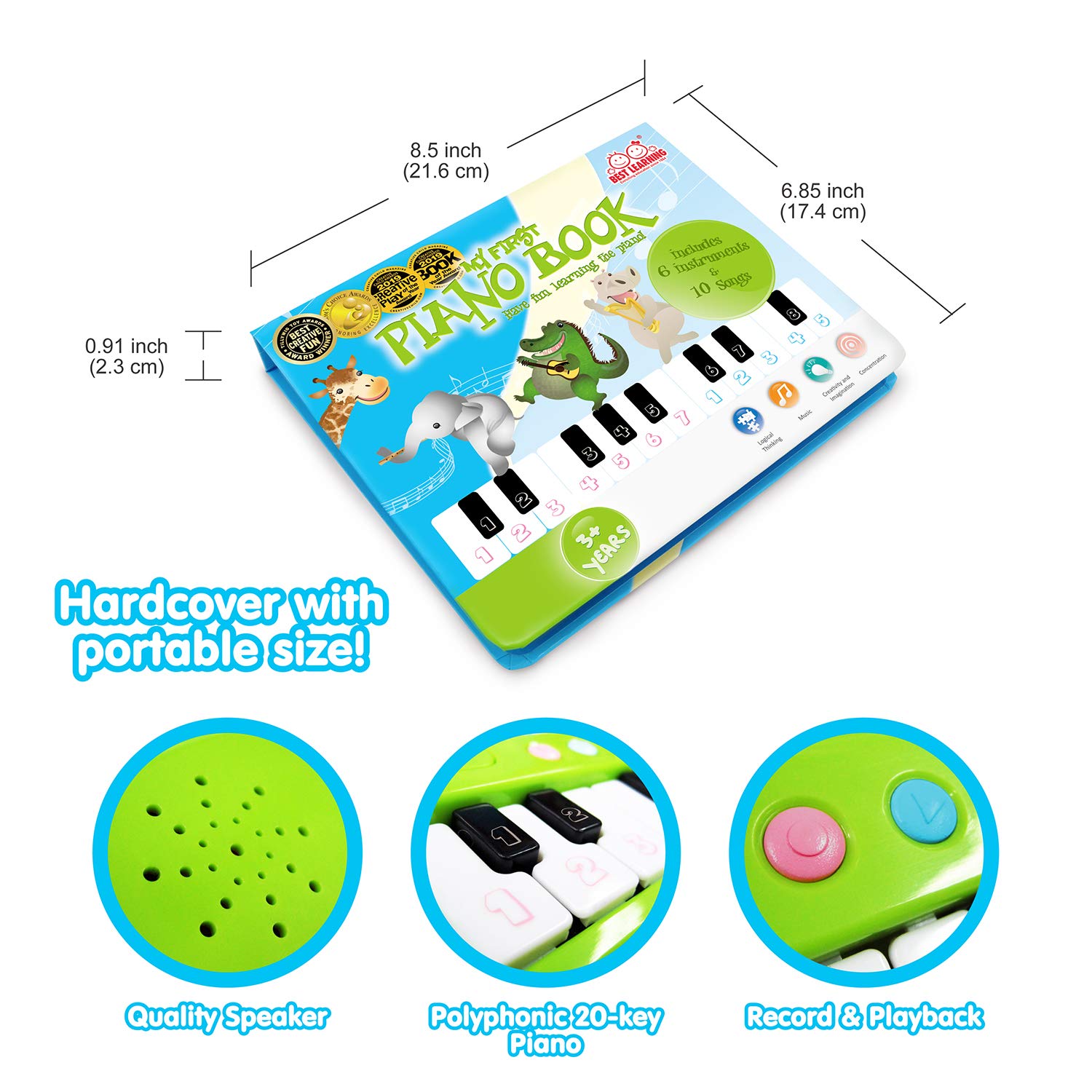 BEST LEARNING My First Piano Book - Educational Musical Toy for Toddlers Kids Ages 3-5 Years - Ideal 3, 4 Year Old Boy or Girl Christmas and Birthday Present
