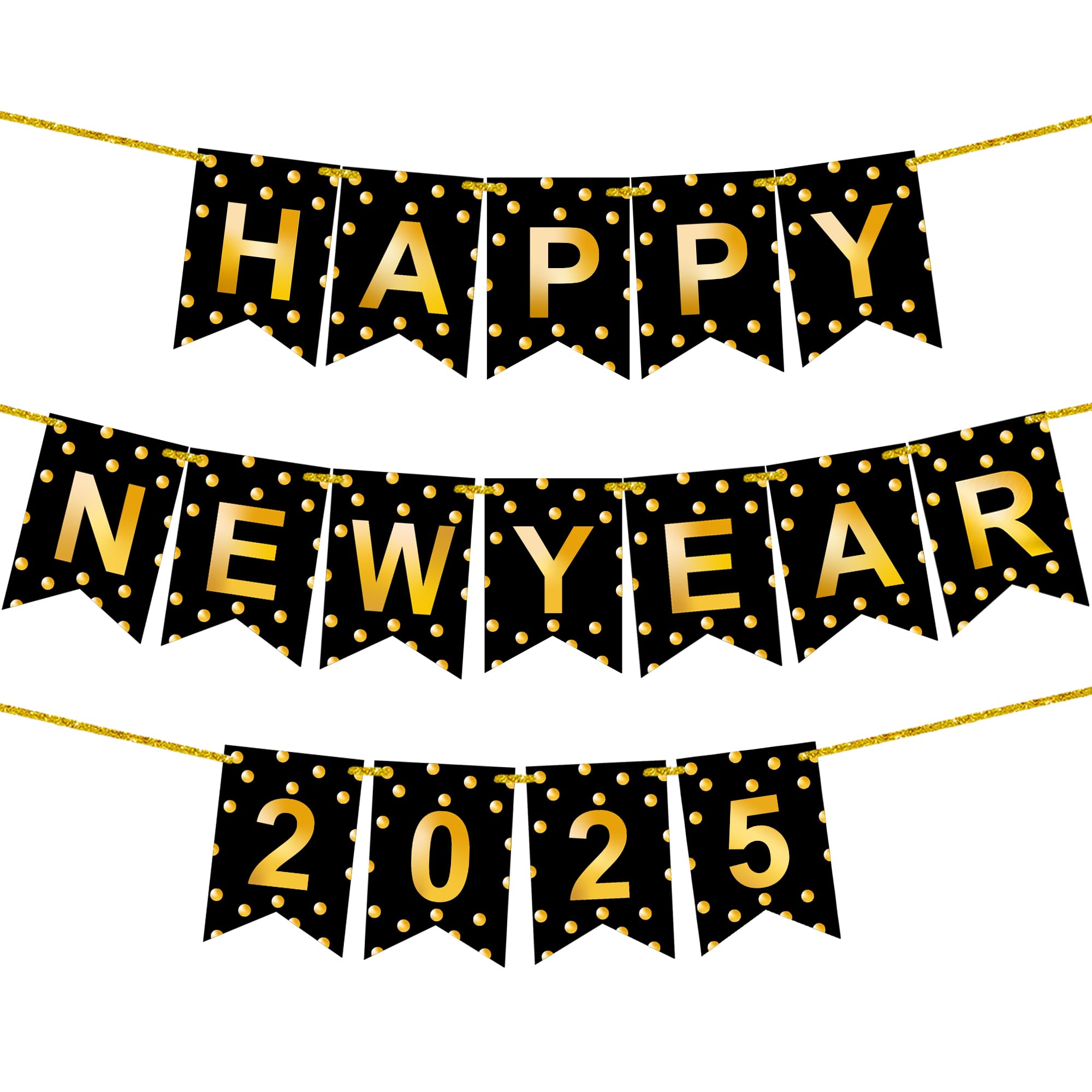 KatchOn, Happy New Year Banner 2025 - No DIY, 10 Feet | Happy New Year Sign for New Years Eve Party Supplies 2025 | New Years Eve Decorations | Happy New Year Decorations 2025 | NYE Decorations 2025