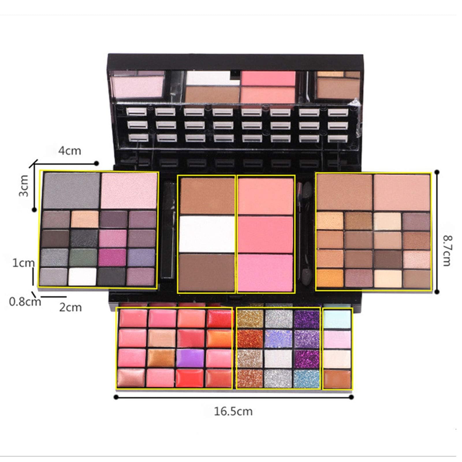 Makeup Kit for Women Full Kit including 36 Eyeshadow Makeup,16 Lip Gloss,12 Glitter Cream, 4 Concealer, 3 Blusher,1 Bronzer, 2 Highlight and Contour - All in One Makeup Kit 74 Colors