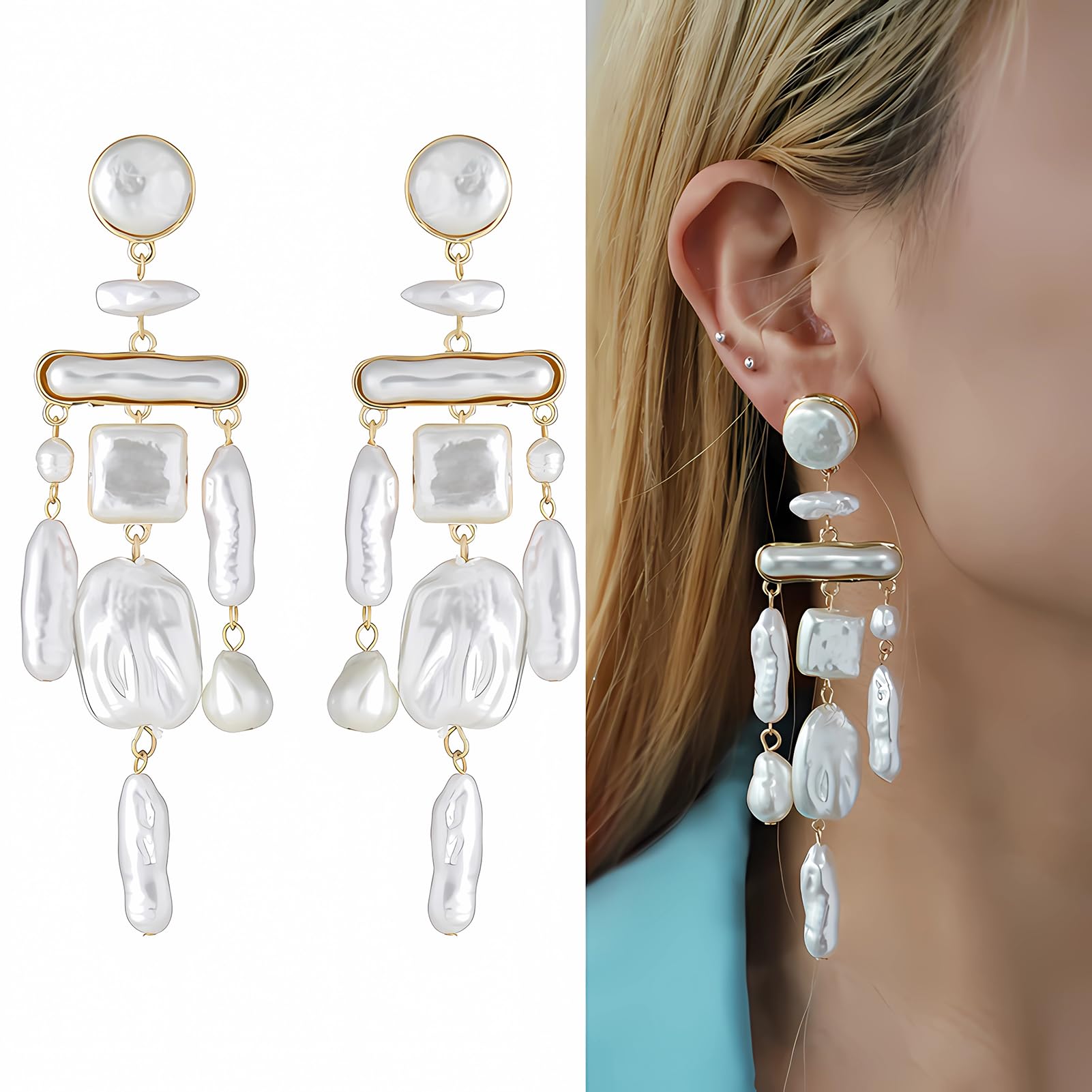 JeeweLife Baroque Tassel Earrings Dangle Earrings Christmas Jewelry Gifts for Women, Gold