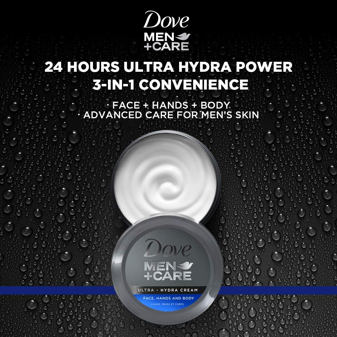 Dove Men+Care Ultra-Hydra Cream with 24 Hour Moisturization, 2.53 FL OZ (Pack of 4)