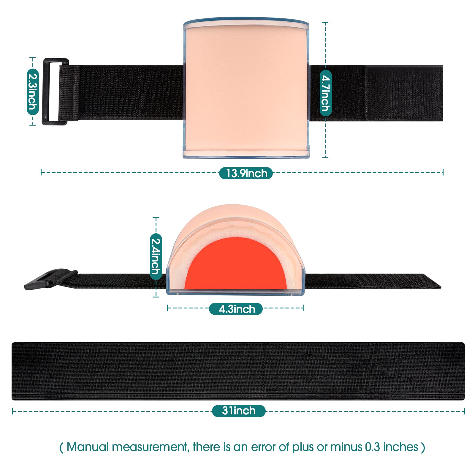 Skillssist IM,SQ Injection Practice Pad Model with Skin, Subcutaneous Tissue and Muscle Layer for Nurse and Medical Student Training, Wearable Design