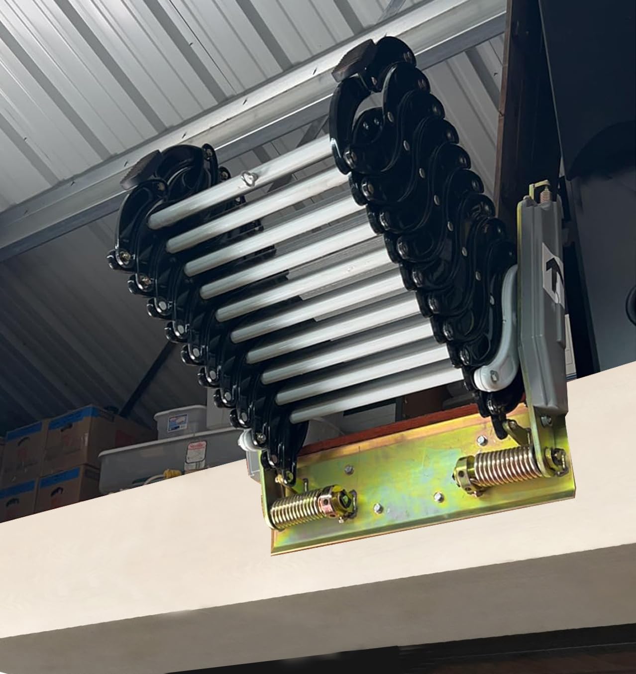 Black Folding Ladder Extension Loft Stairs Narrow Wall-Mounted Attic Loft Stairs Attic Stairs 8.2-9.8ft Vertical Height Pulldown Wall Telescopic Fold Ladder 21.2x5.5in Size, 10+2=12 Steps