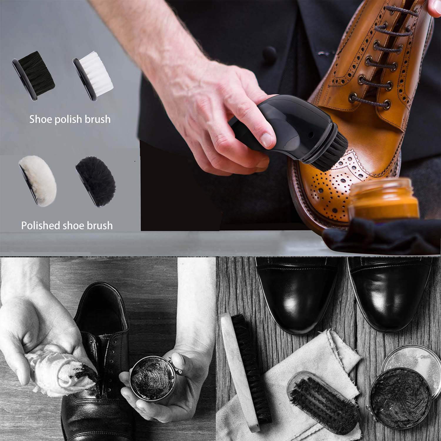 Sansent Electric Shoe Shine Kit, Electric Shoe Polisher Brush Shoe Shiner Dust Cleaner Portable Leather Care Kit for Shoes
