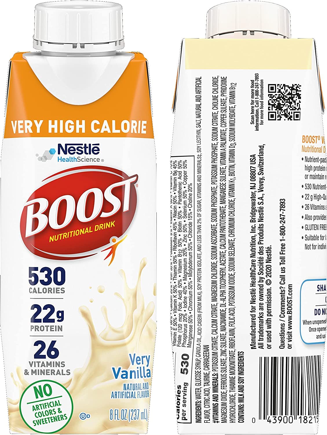 Boost Very High Calorie Nutritional Drink Variety Pack, 4 Bottles Very Vanilla, 4 Bottles Chocolate, 4 Bottles Creamy Strawberry, 8 FL OZ Bottles, 12 CT