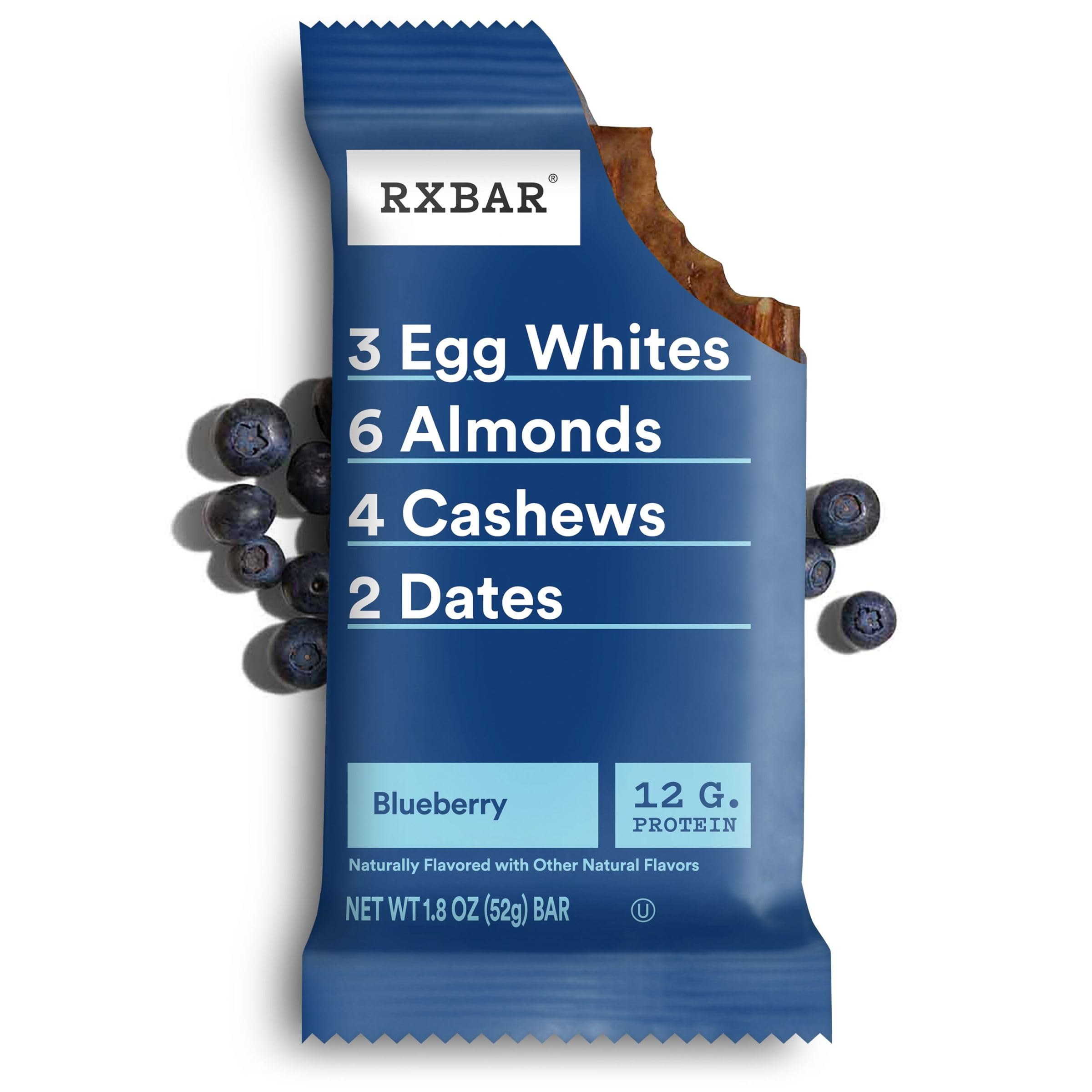 RXBAR Protein Bars, Protein Snack, Snack Bars, Blueberry, 22Oz Box (12 Bars)