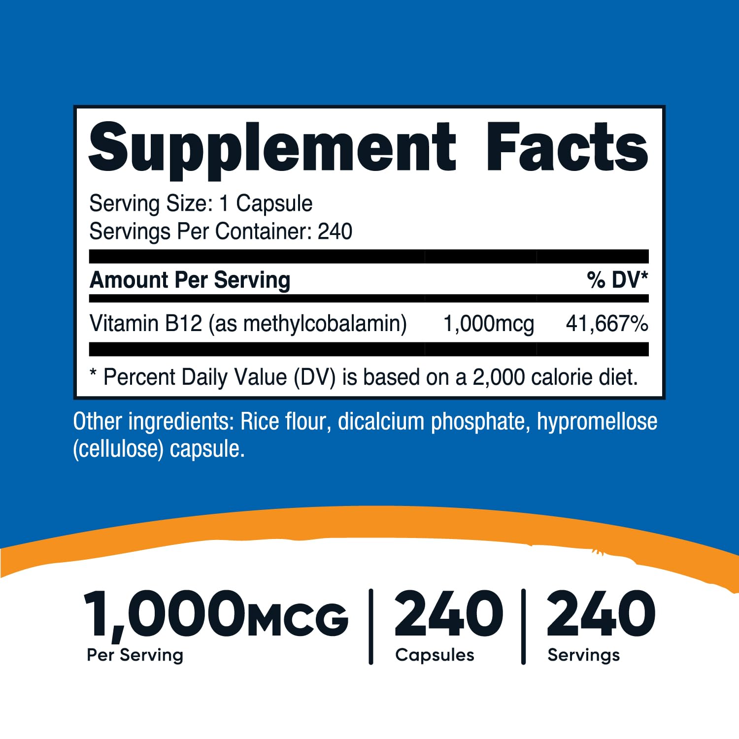 Nutricost Vitamin B12 (Methylcobalamin) 1000mcg, 240 Capsules - Vegetarian, Non-GMO & Gluten Free B12 Supplement