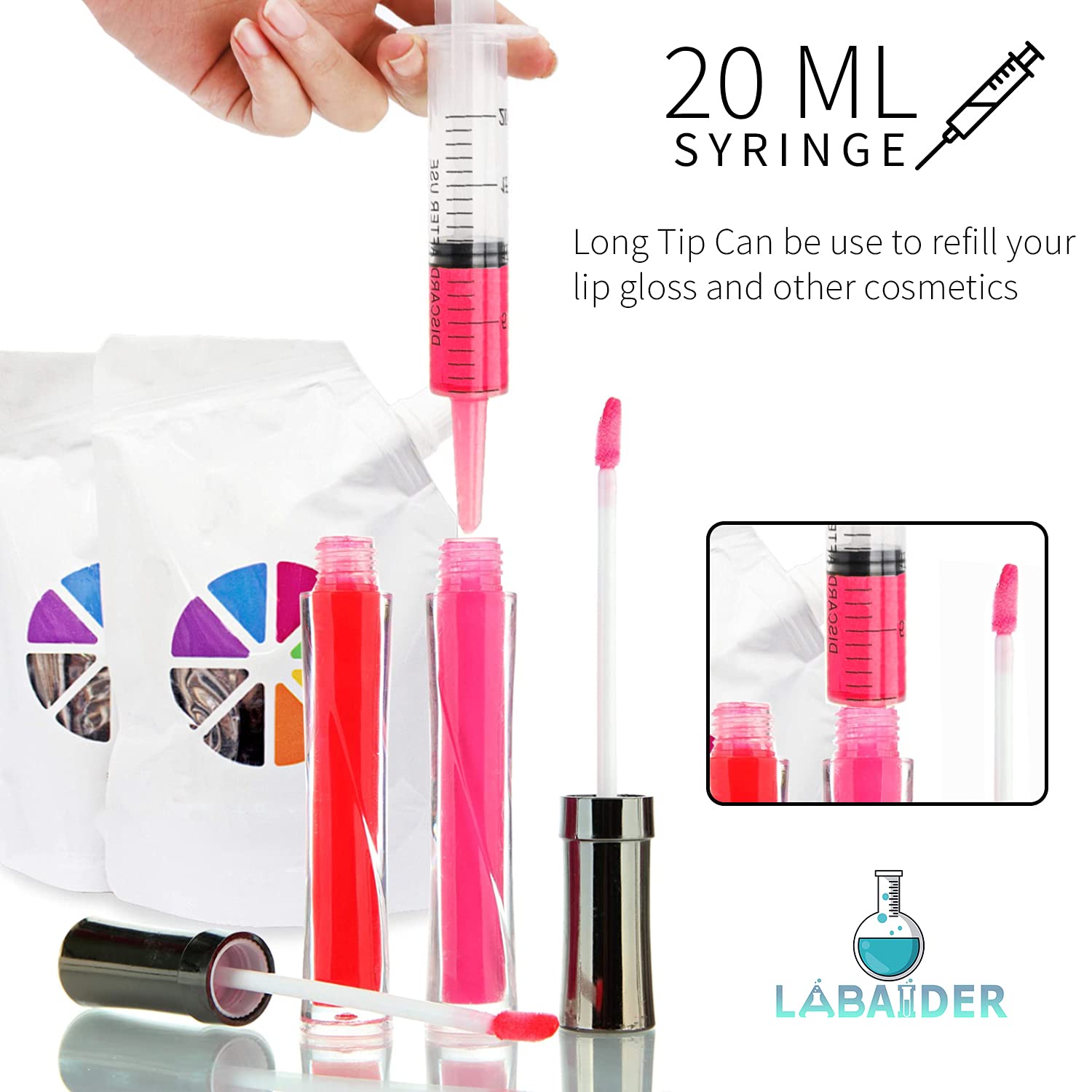 4 Pack 20mL Syringe for Liquid with Tip Cap, Individually Sterile Sealed Large Plastic Liquid Syringes with Measurement for Oral, Labs, Measuring, Feed Pets, Medical Student, Oil or Glue Applicator