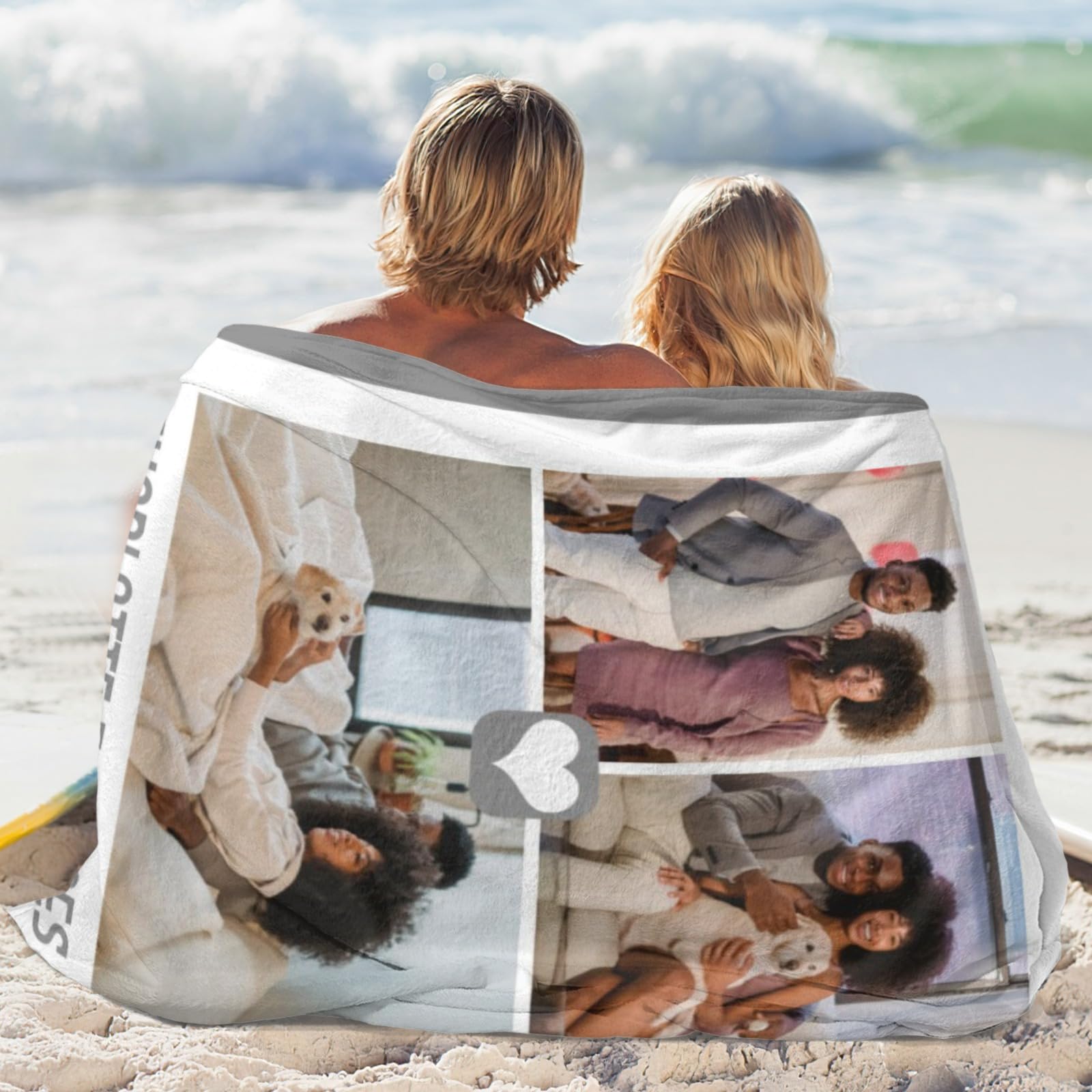 Personalized Couples Blankets with Photos and Names, Custom Valentines Day Couples Gifts for Girlfriend Boyfriend, Customized Birthday Gift for Her Him, Valentines Day Blanket for Home Camping