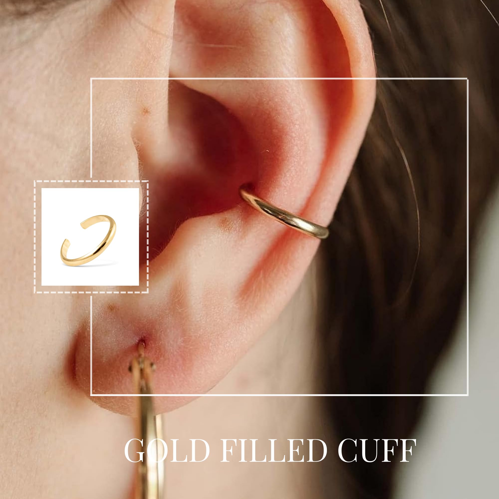 14k Gold Ear Cuff | Adjustable Ear Cuff | Non Pierced Earring | 10mm | Handmade | Non-Tarnishing | Cartilage Piercing | Smooth Design