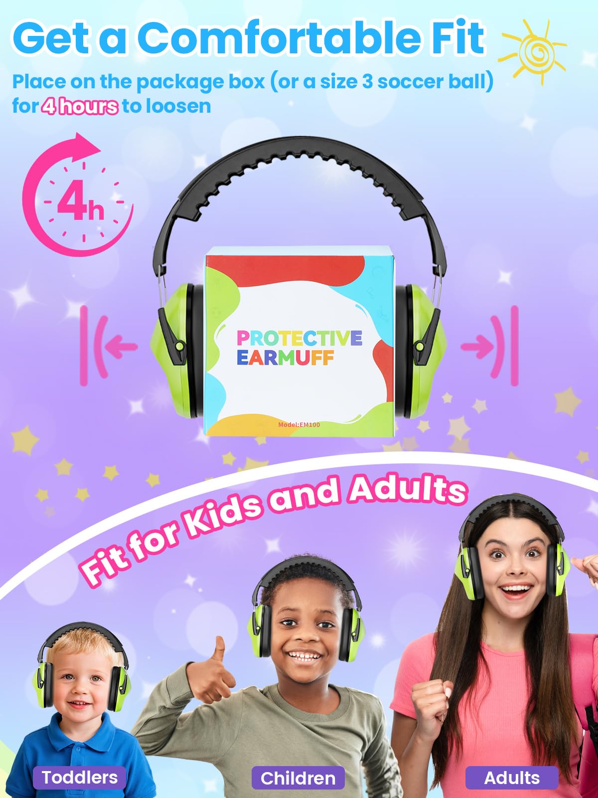 Dr.meter Ear Muffs for Noise Reduction: 27.4SNR Noise Cancelling Headphones for Kids Adults, EM100 Adjustable Hearing Protection Earmuffs for Monster Jam, Autism Sensory, Concerts, Fireworks