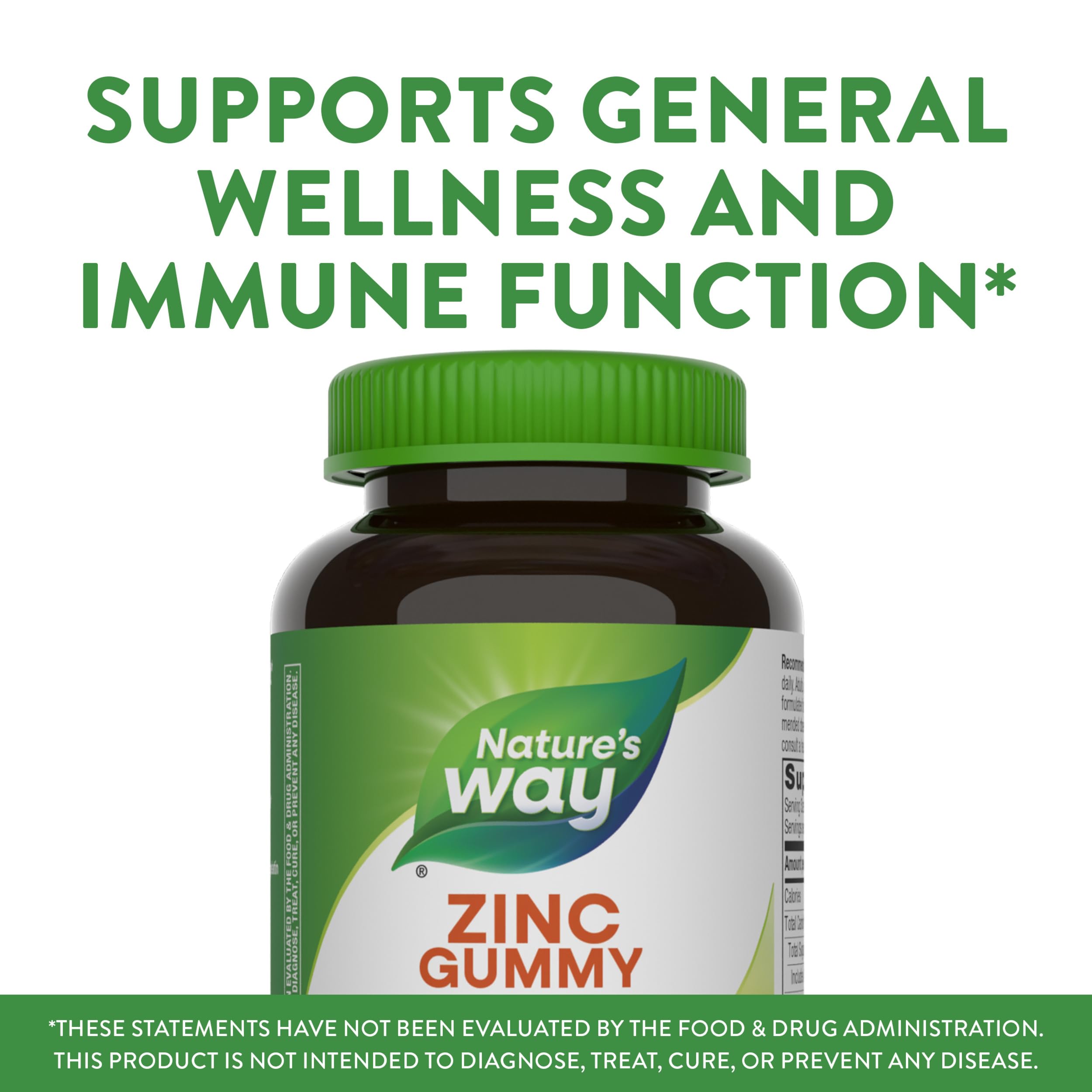 Nature's Way Zinc Gummies, Daily Immune Support Gummies*, 100% Daily Value Zinc per Gummy, Mixed Berry Flavored, 120 Gummies (Packaging May Vary)