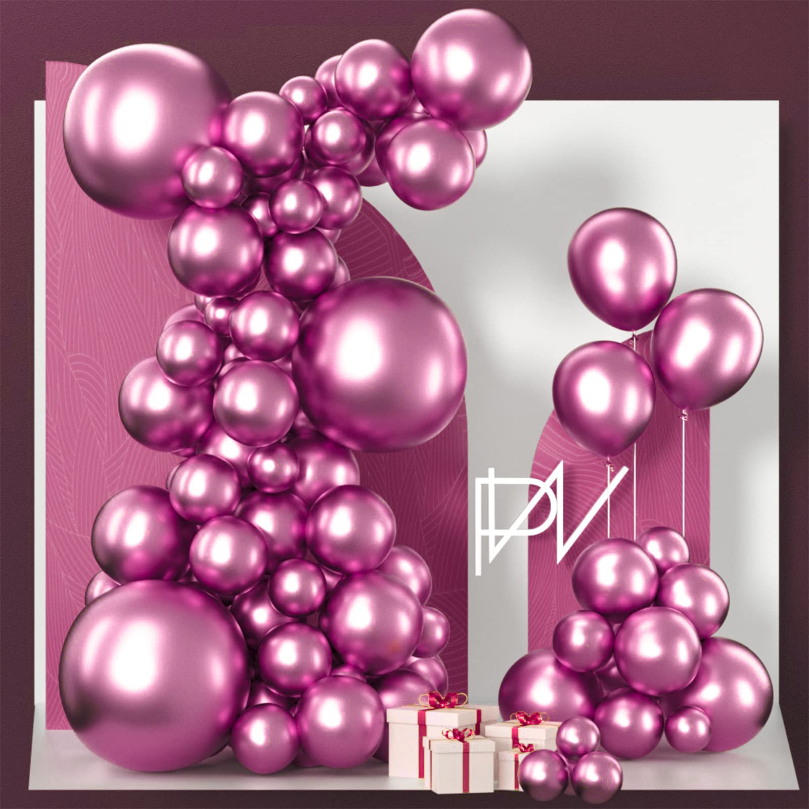 PartyWoo Metallic Hot Pink Balloons 100pcs Different Sizes of 18 12 10 5 Inch Chorme Dark Pink Magenta Fuchsia Balloon Arch Kit Garland for Wedding Birthday Baby Shower Party Decorations Pink-G114