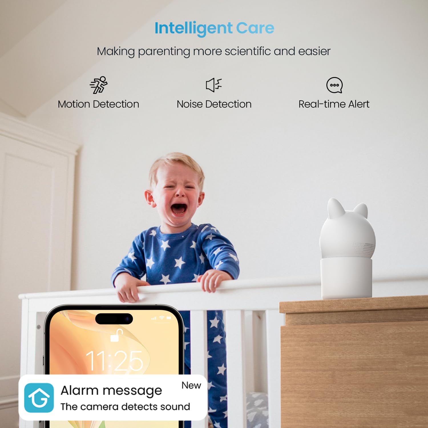 ieGeek Video Baby Monitor with Camera and Audio - 1080P FHD Monitor WiFi Smartphone - Night Vision, Motion Detection, Temper & Humidity Sensor, 2.4GHz WiFi, Pan-Tilt-Zoom via 4.3" Screen and Free APP