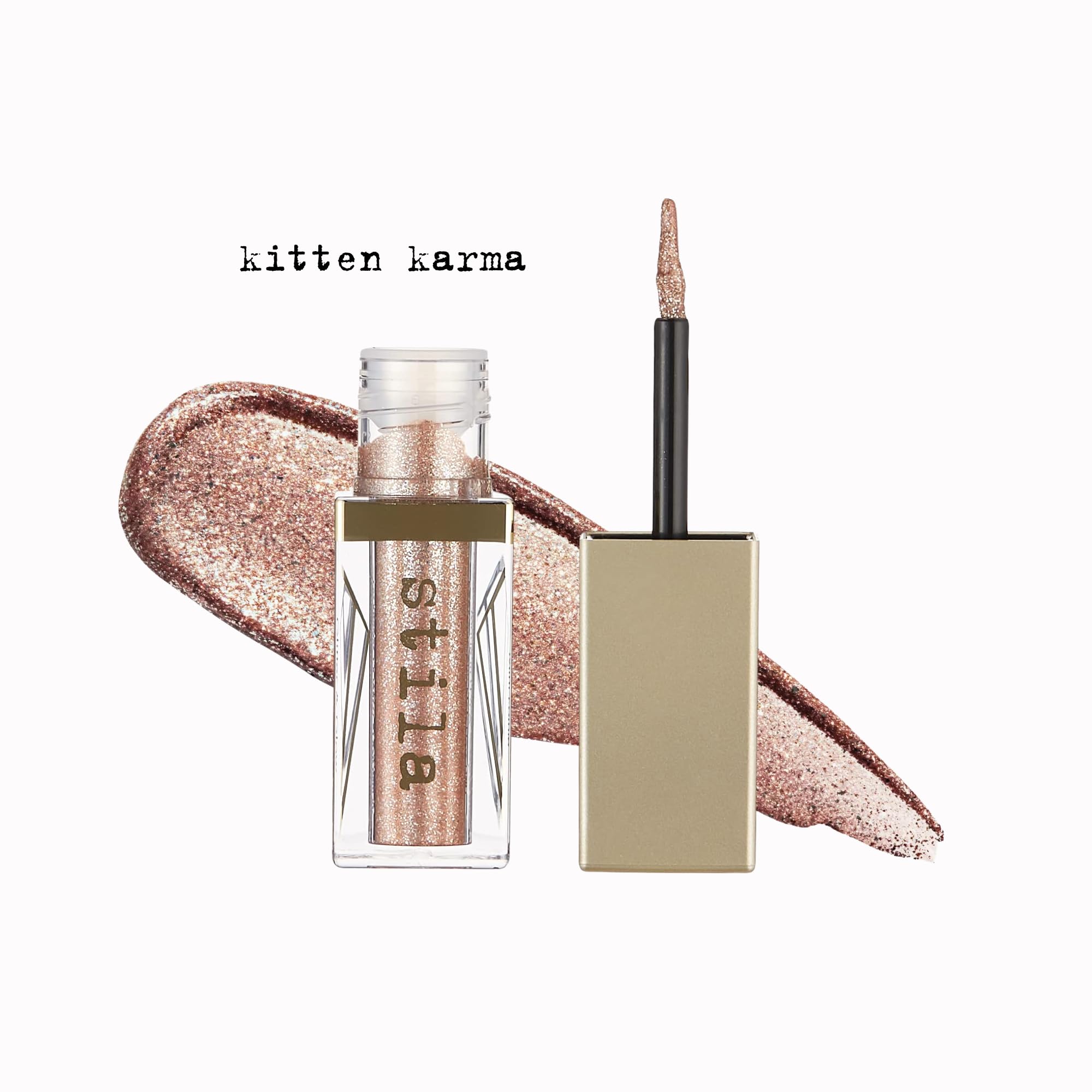 Stila Magnificent Metals Glitter And Glow Liquid Eye Shadow, Long Lasting Sparkle, Quick-Drying Eye Makeup, Lightweight Water Base, Kitten Karma - Mini Tip